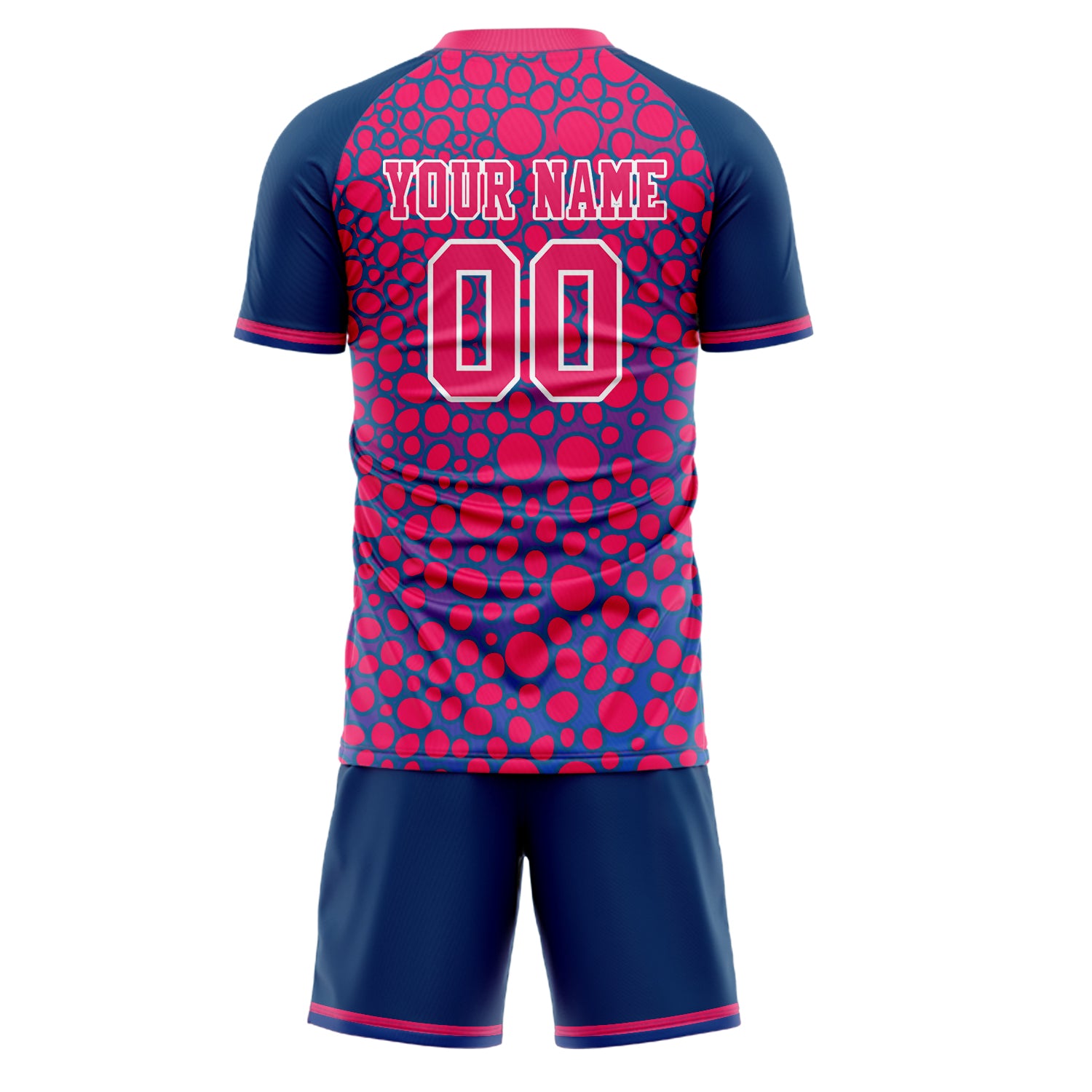 Custom Pink Navy GeometricalPattern Soccer Jersey