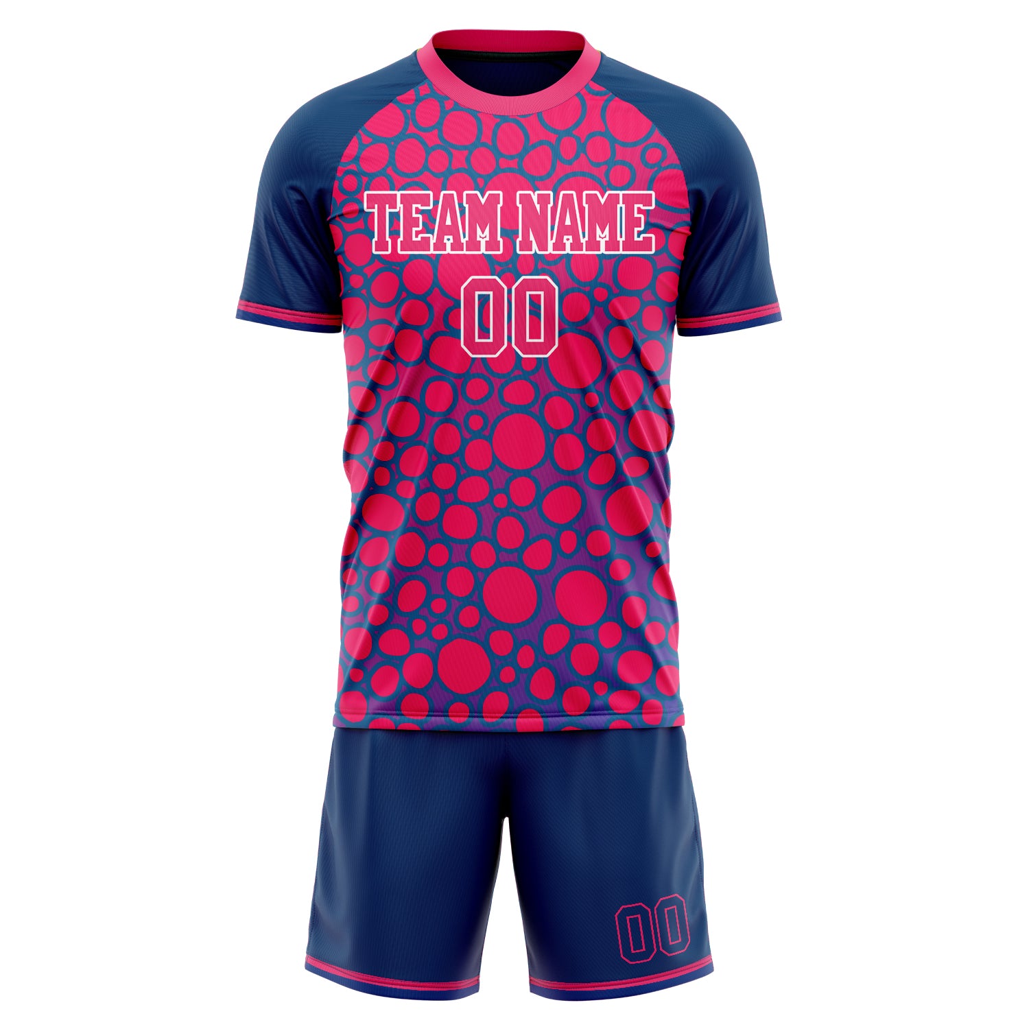 Custom Pink Navy GeometricalPattern Soccer Jersey