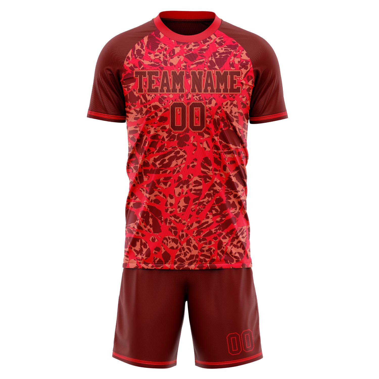 Custom Red Crimson GeometricalPattern Soccer Jersey