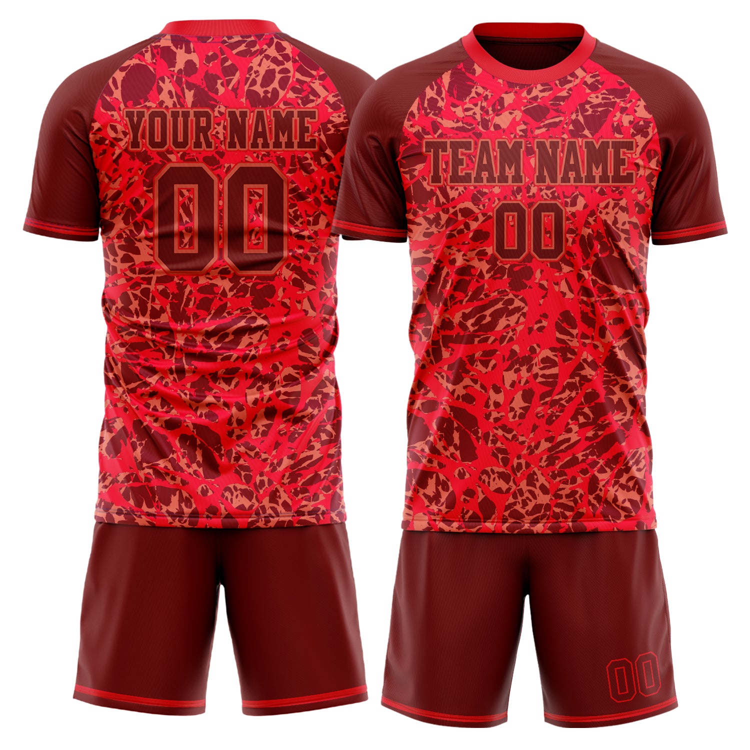 Custom Red Crimson GeometricalPattern Soccer Jersey