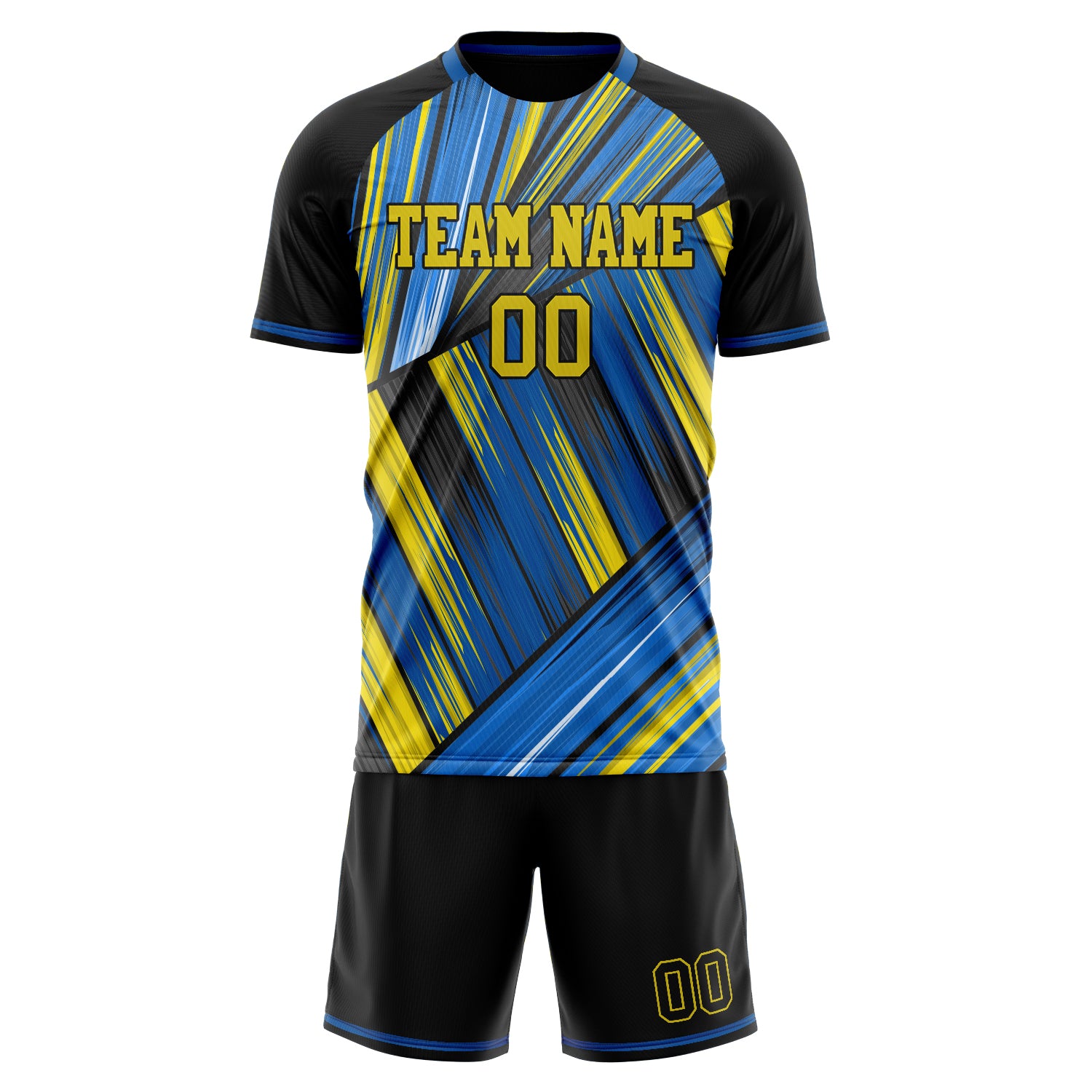 Custom Gold Blue GeometricalPattern Soccer Jersey