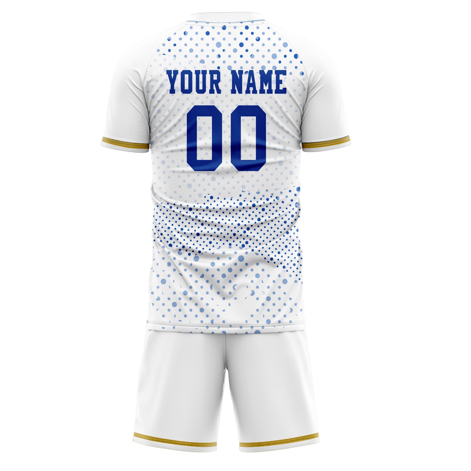 Custom White Royal GeometricalPattern Soccer Jersey