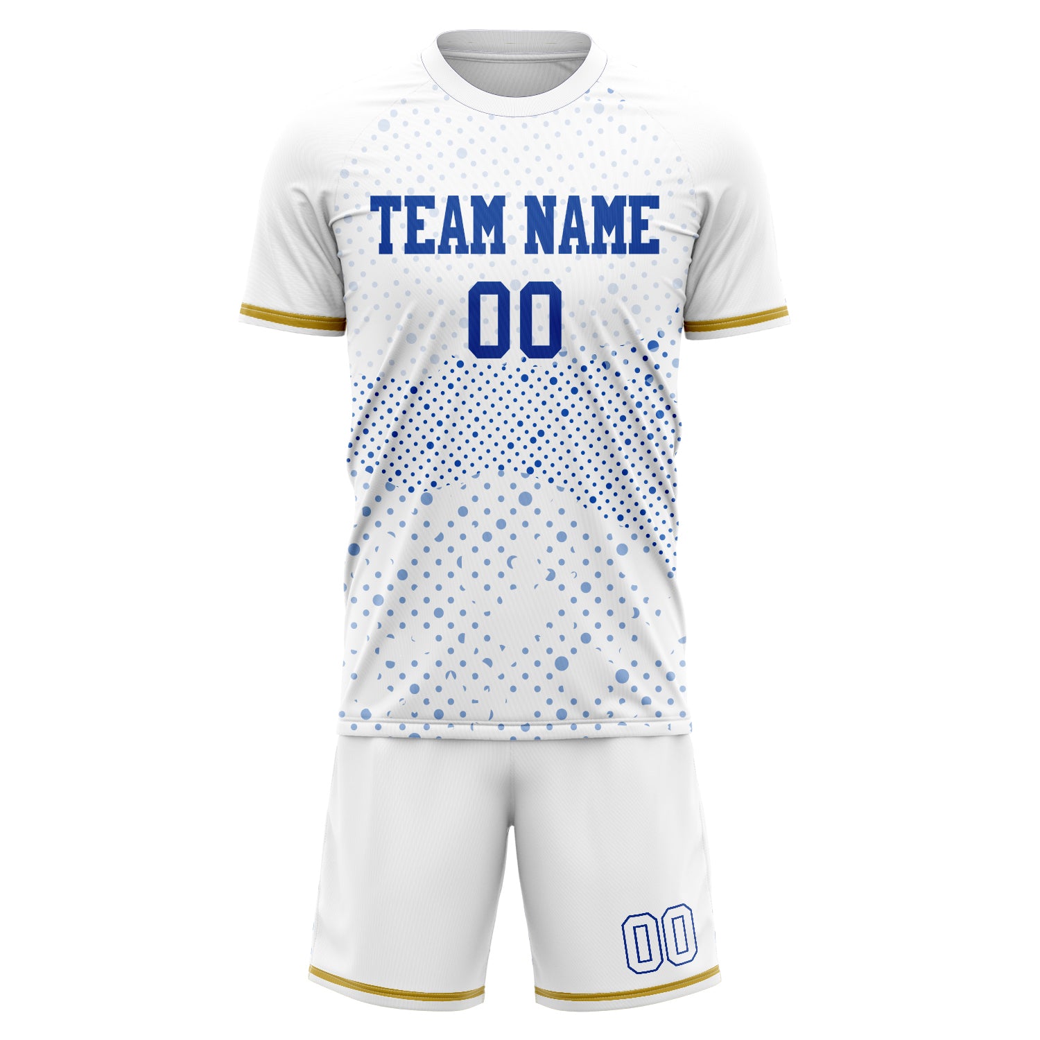 Custom White Royal GeometricalPattern Soccer Jersey