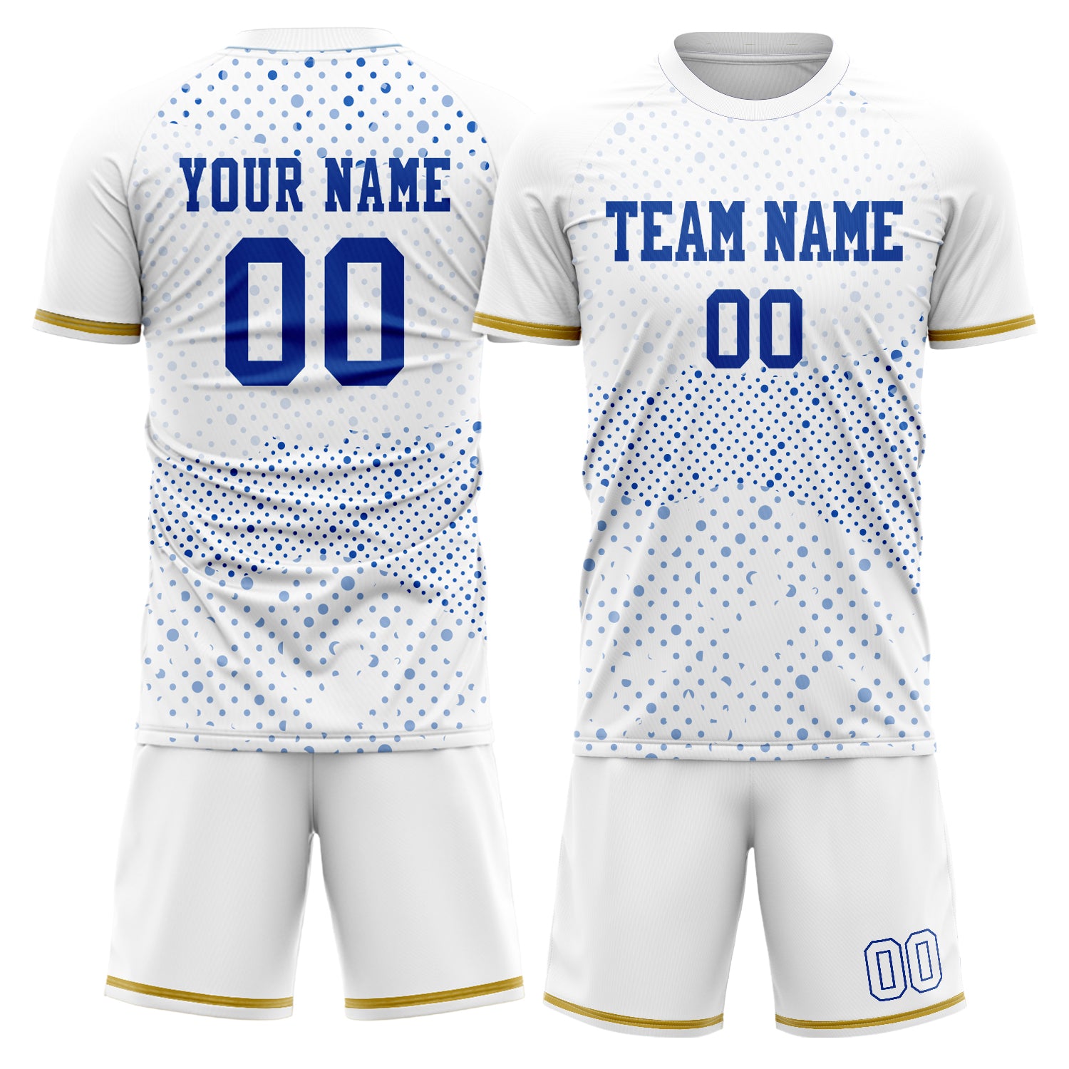 Custom White Royal GeometricalPattern Soccer Jersey