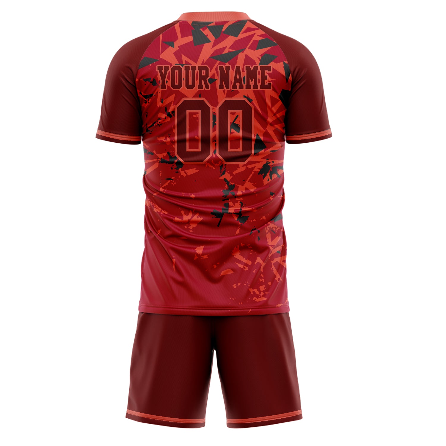 Custom Red Black GeometricalPattern Soccer Jersey