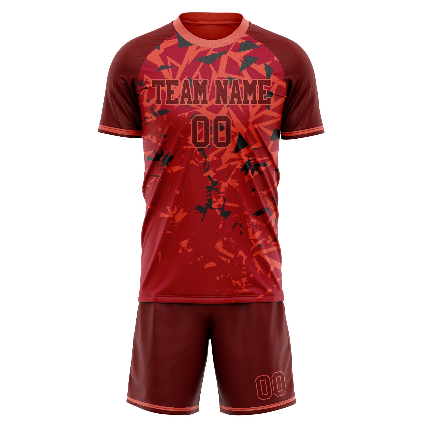 Custom Red Black GeometricalPattern Soccer Jersey