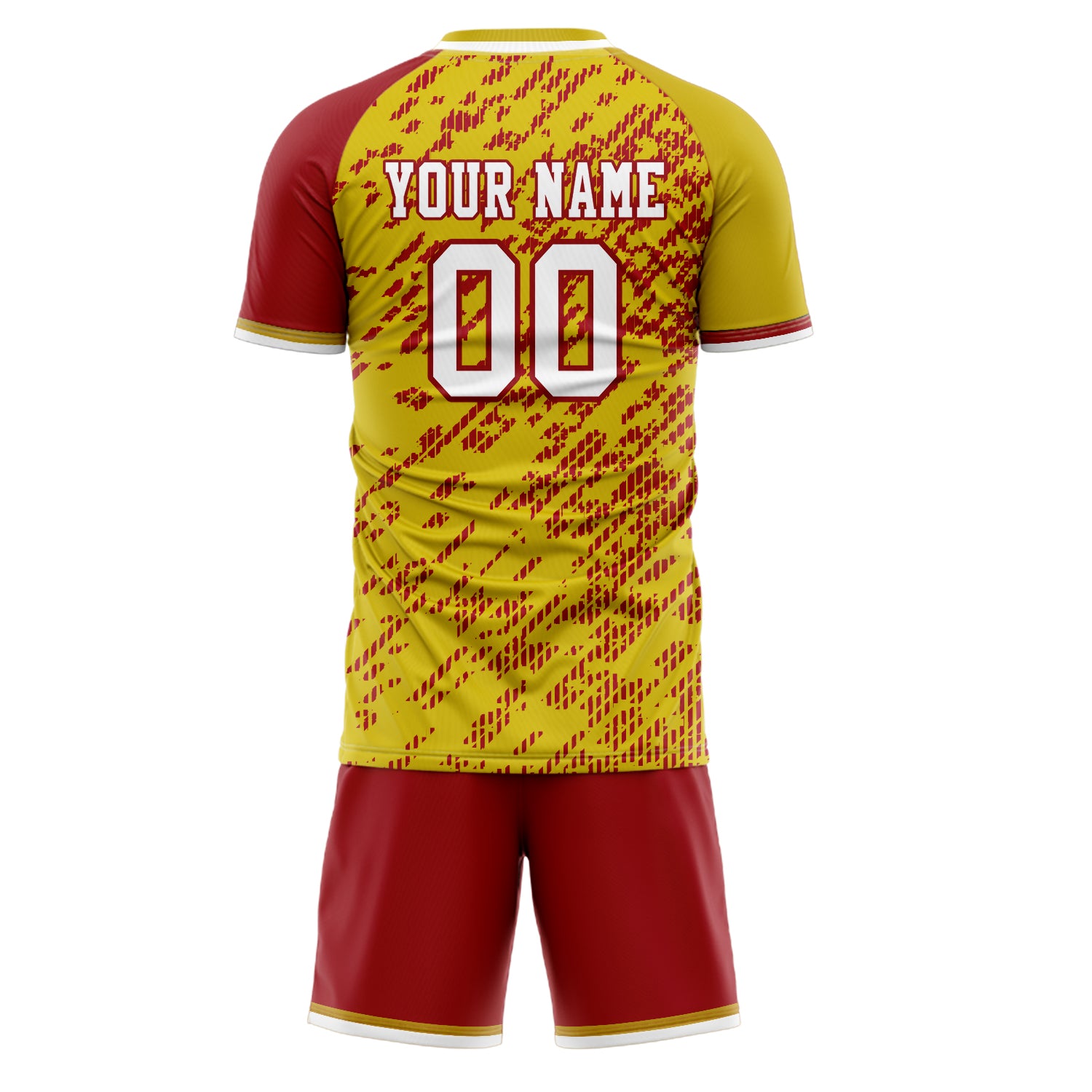 Custom Gold Red GeometricalPattern Soccer Jersey