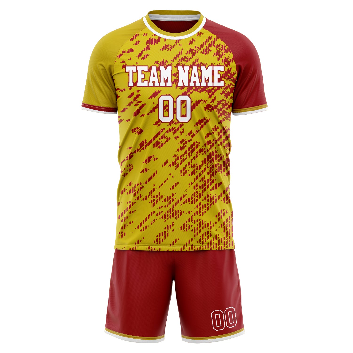 Custom Gold Red GeometricalPattern Soccer Jersey
