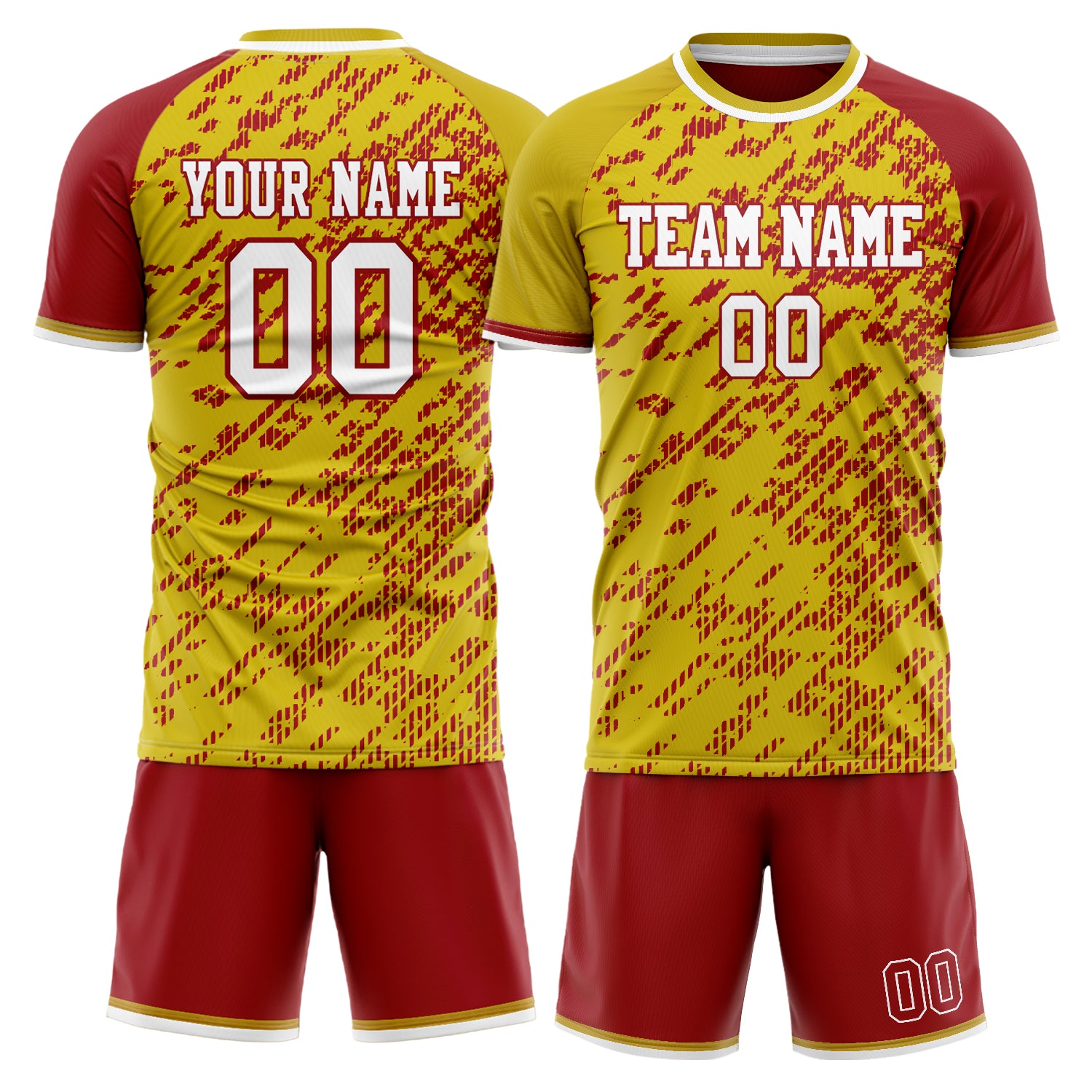 Custom Gold Red GeometricalPattern Soccer Jersey