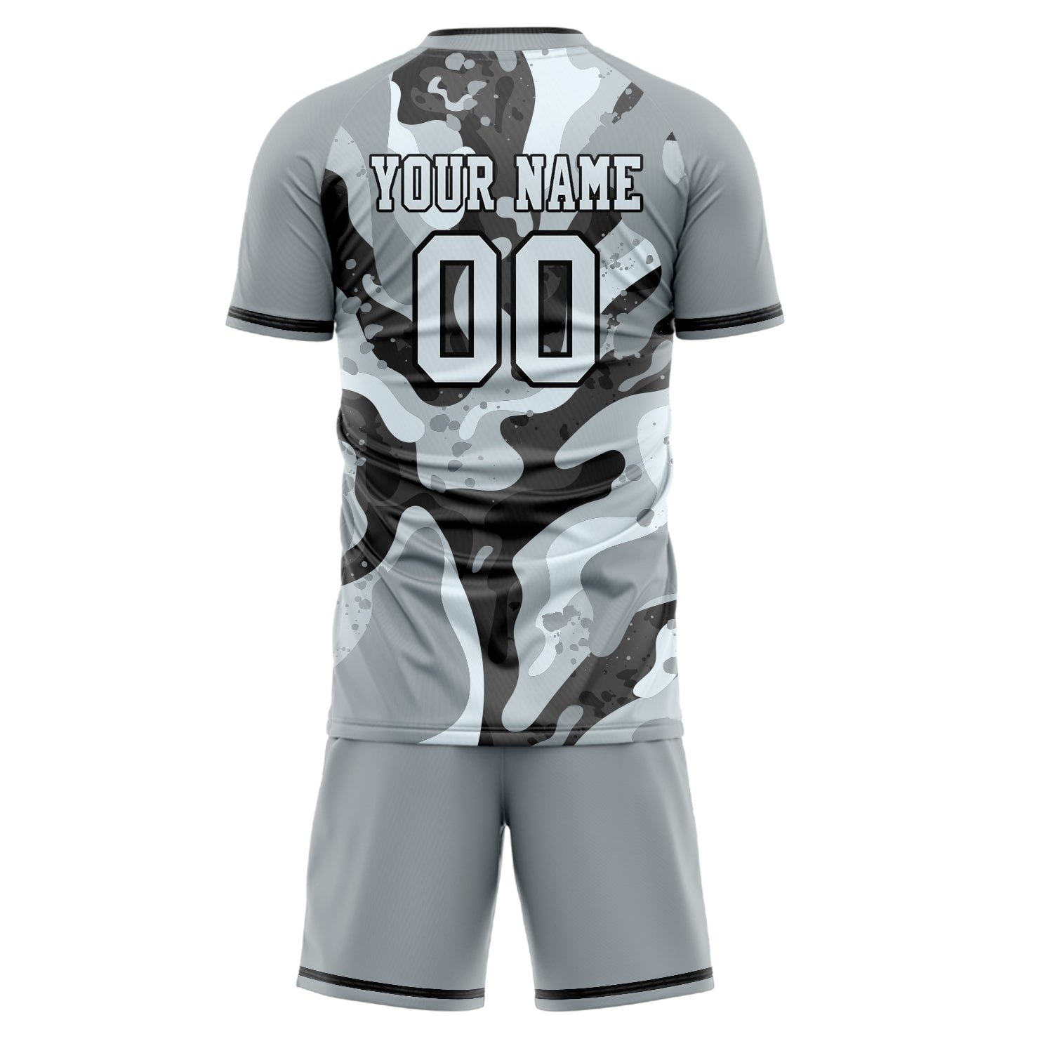 Custom Gray Black GeometricalPattern Soccer Jersey