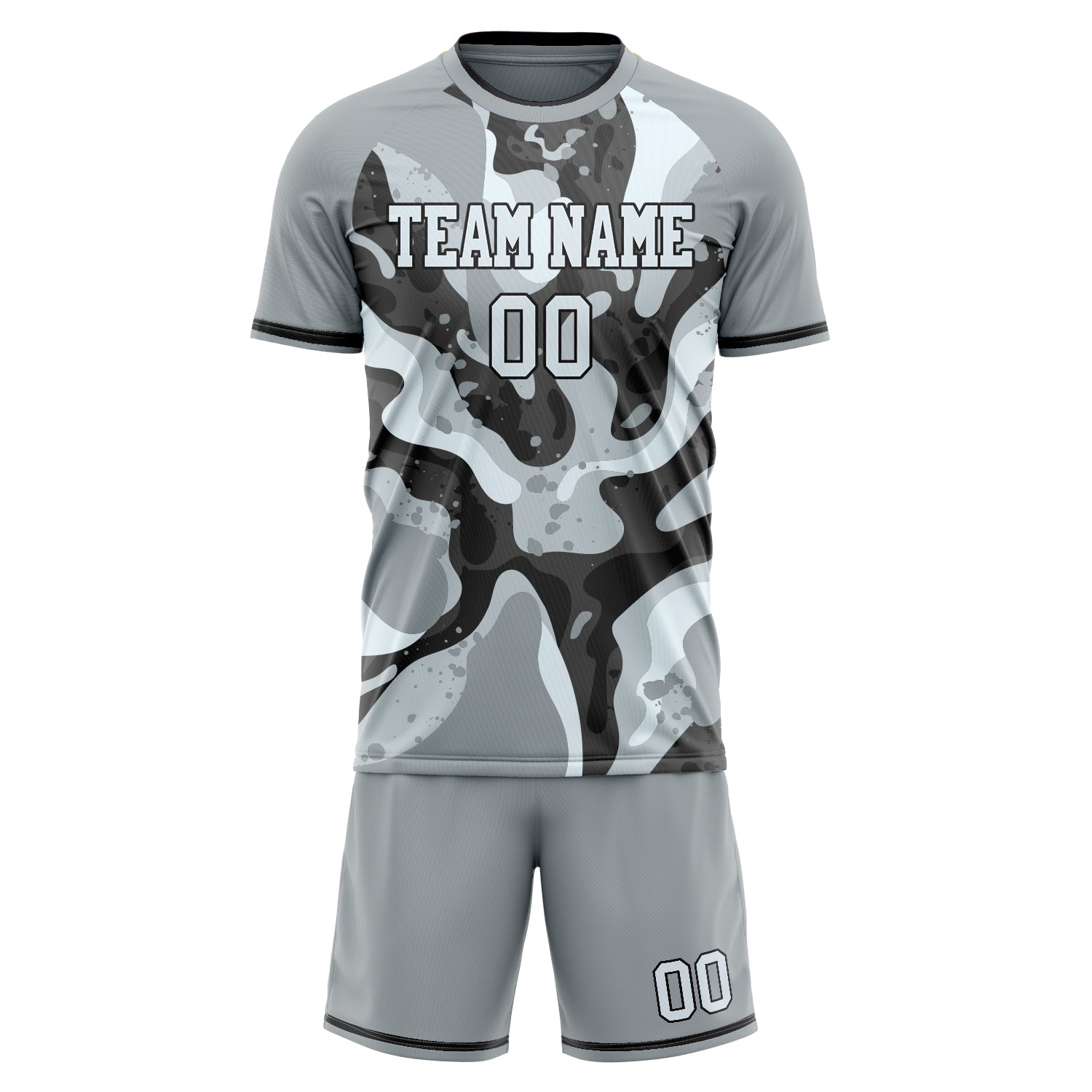 Custom Gray Black GeometricalPattern Soccer Jersey