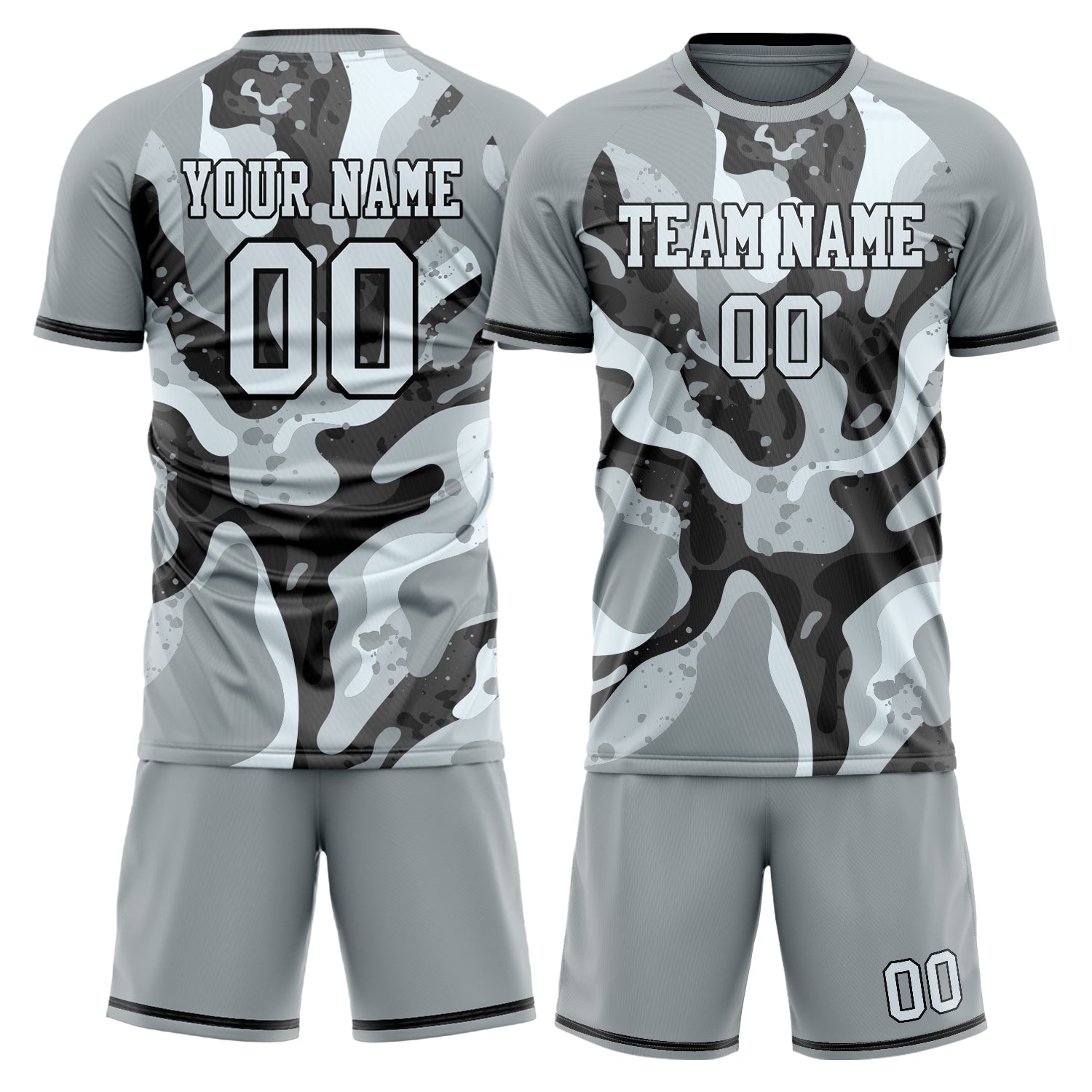 Custom Gray Black GeometricalPattern Soccer Jersey