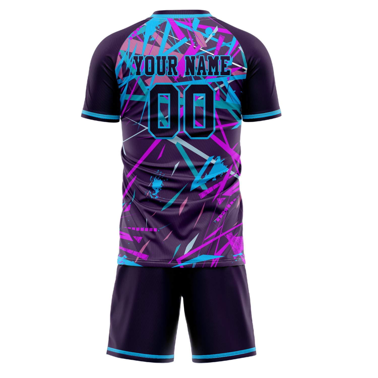 Custom Purple Light Blue GeometricalPattern Soccer Jersey