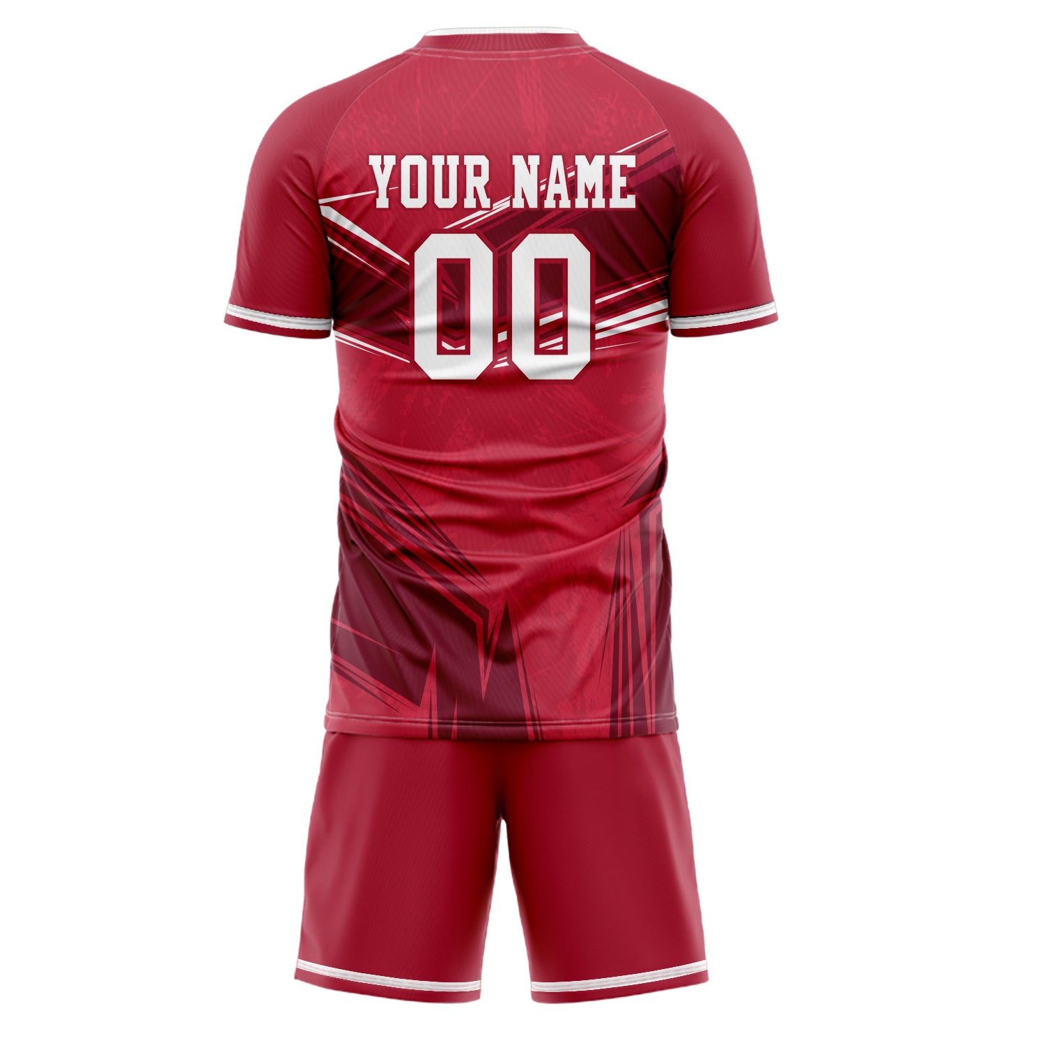 Custom Red White GeometricalPattern Soccer Jersey