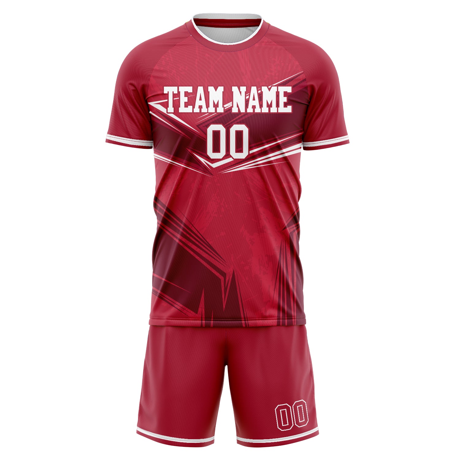 Custom Red White GeometricalPattern Soccer Jersey