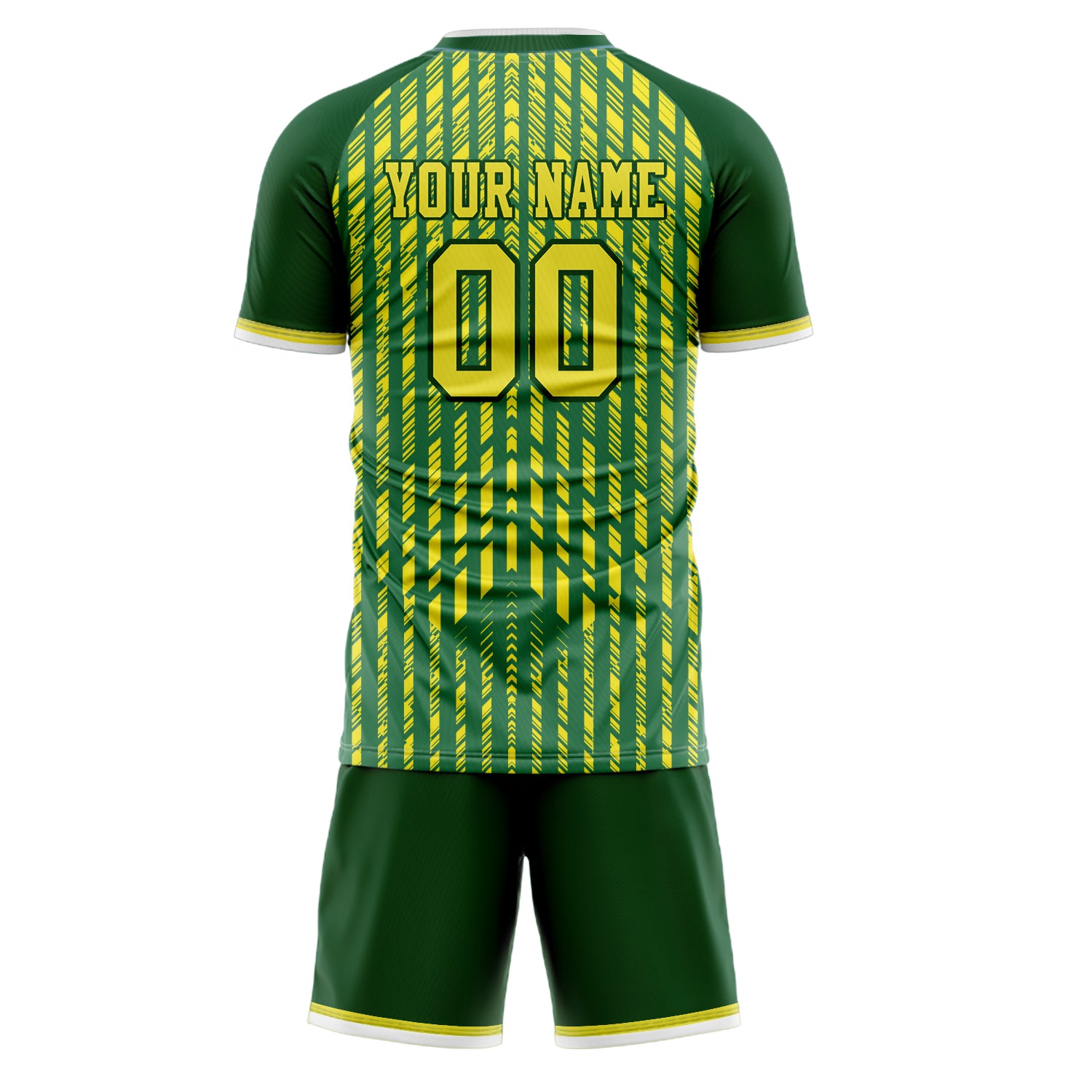 Custom Kelly Green Yellow GeometricalPattern Soccer Jersey