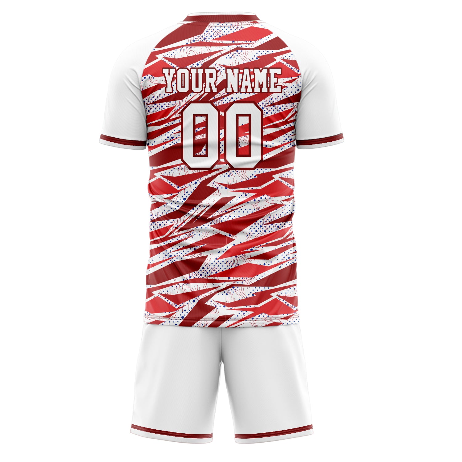 Custom White Red GeometricalPattern Soccer Jersey