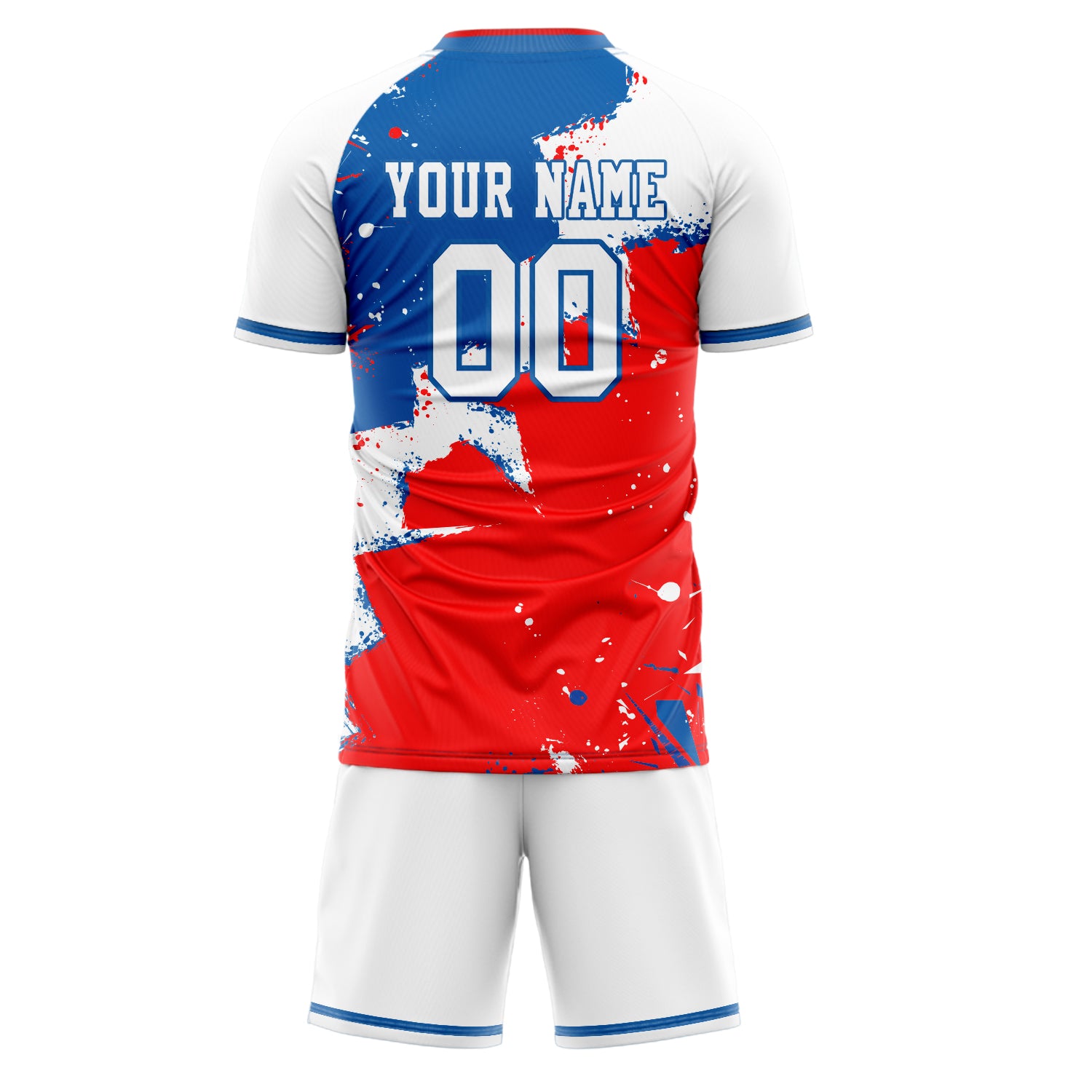 Custom Red White GeometricalPattern Soccer Jersey