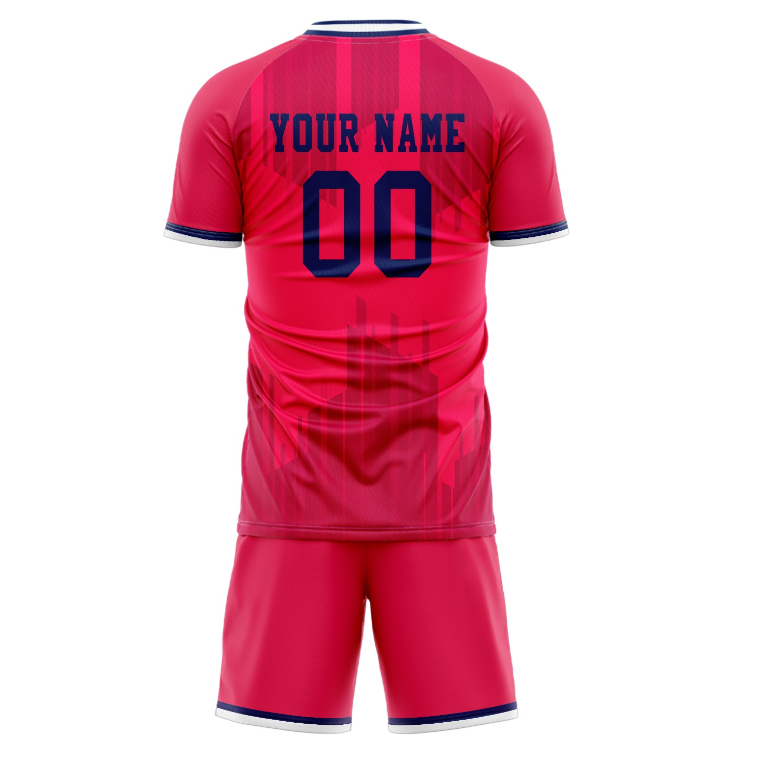 Custom Red Navy GeometricalPattern Soccer Jersey