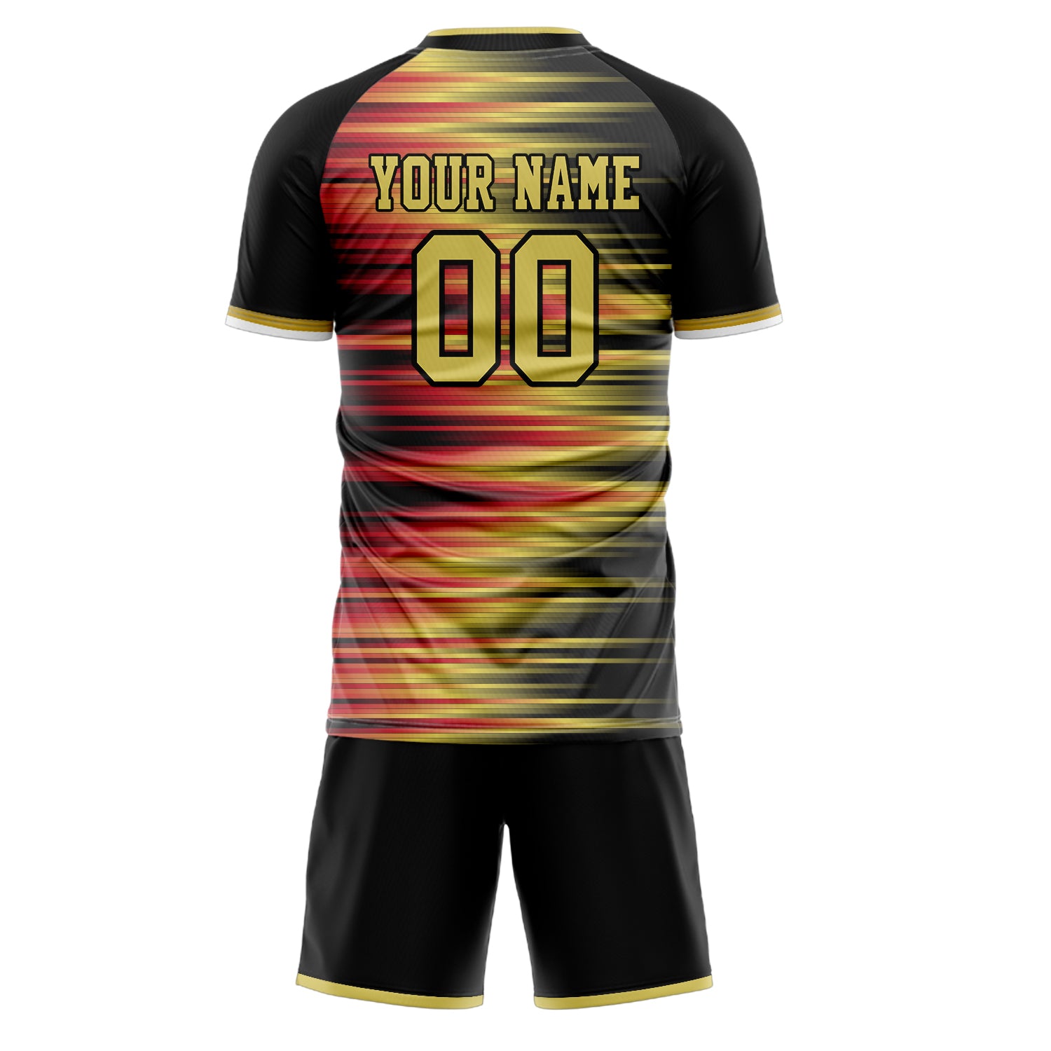Custom Black Gold GeometricalPattern Soccer Jersey