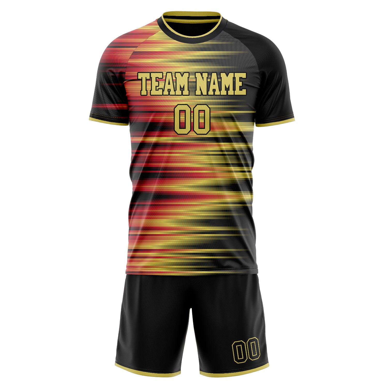 Custom Black Gold GeometricalPattern Soccer Jersey