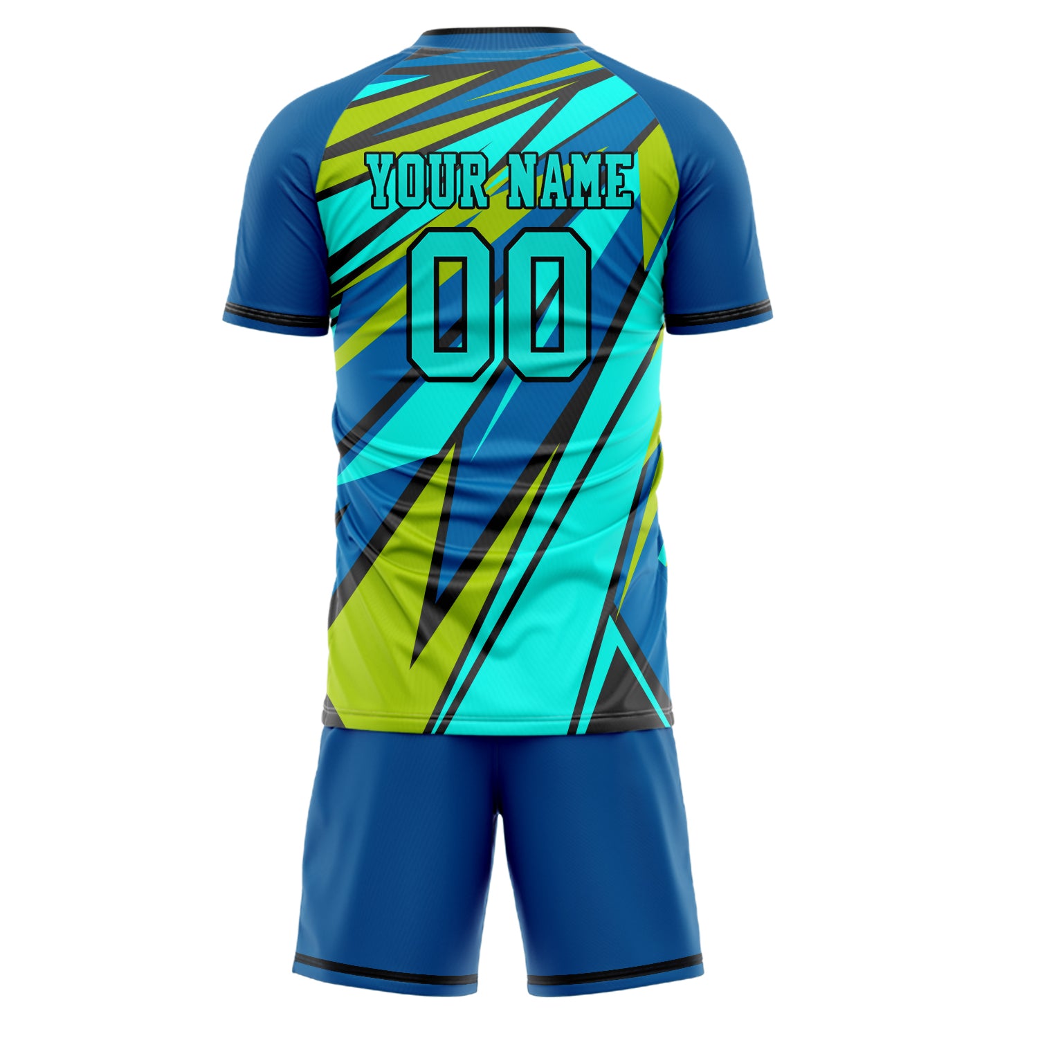 Custom Royal Teal GeometricalPattern Soccer Jersey