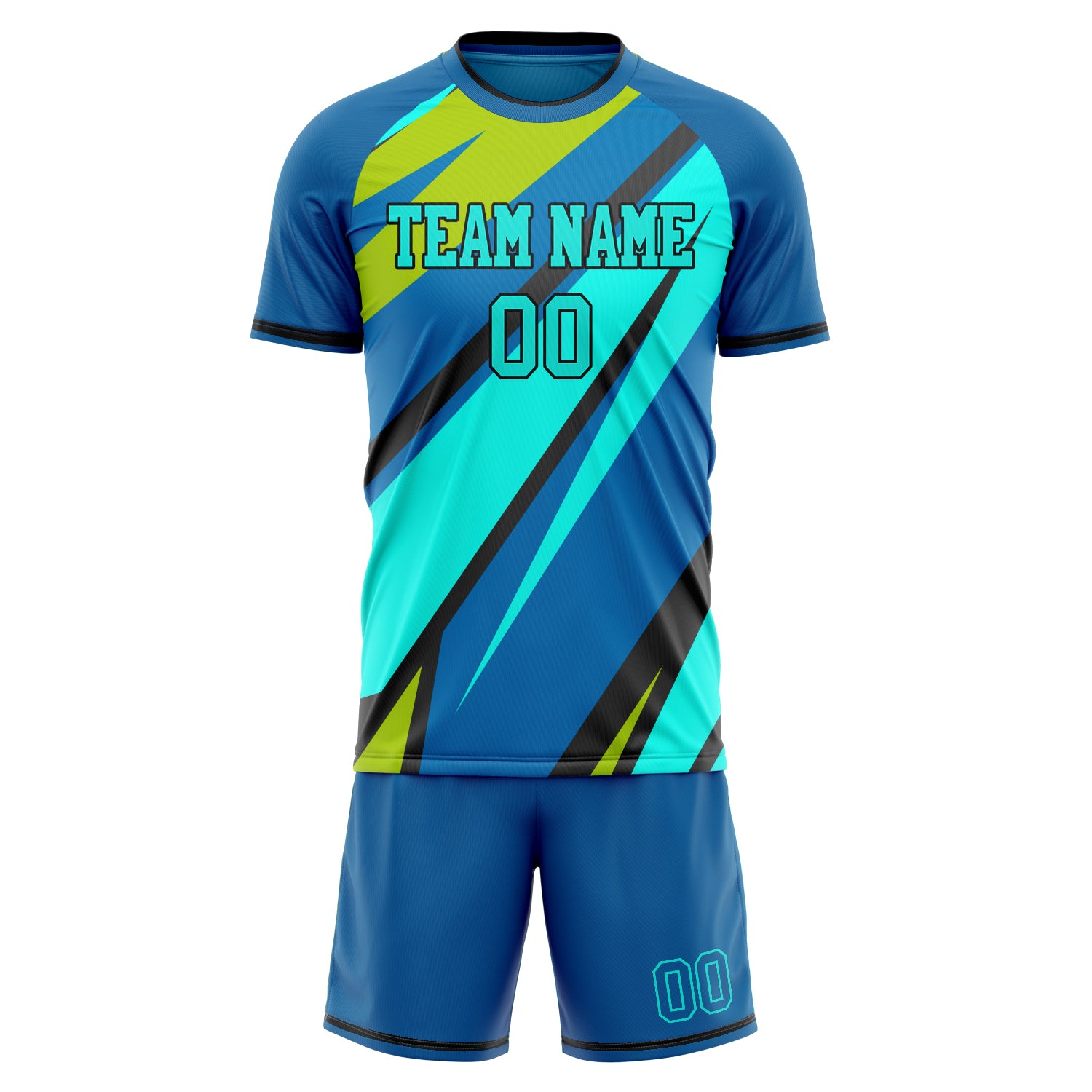 Custom Royal Teal GeometricalPattern Soccer Jersey