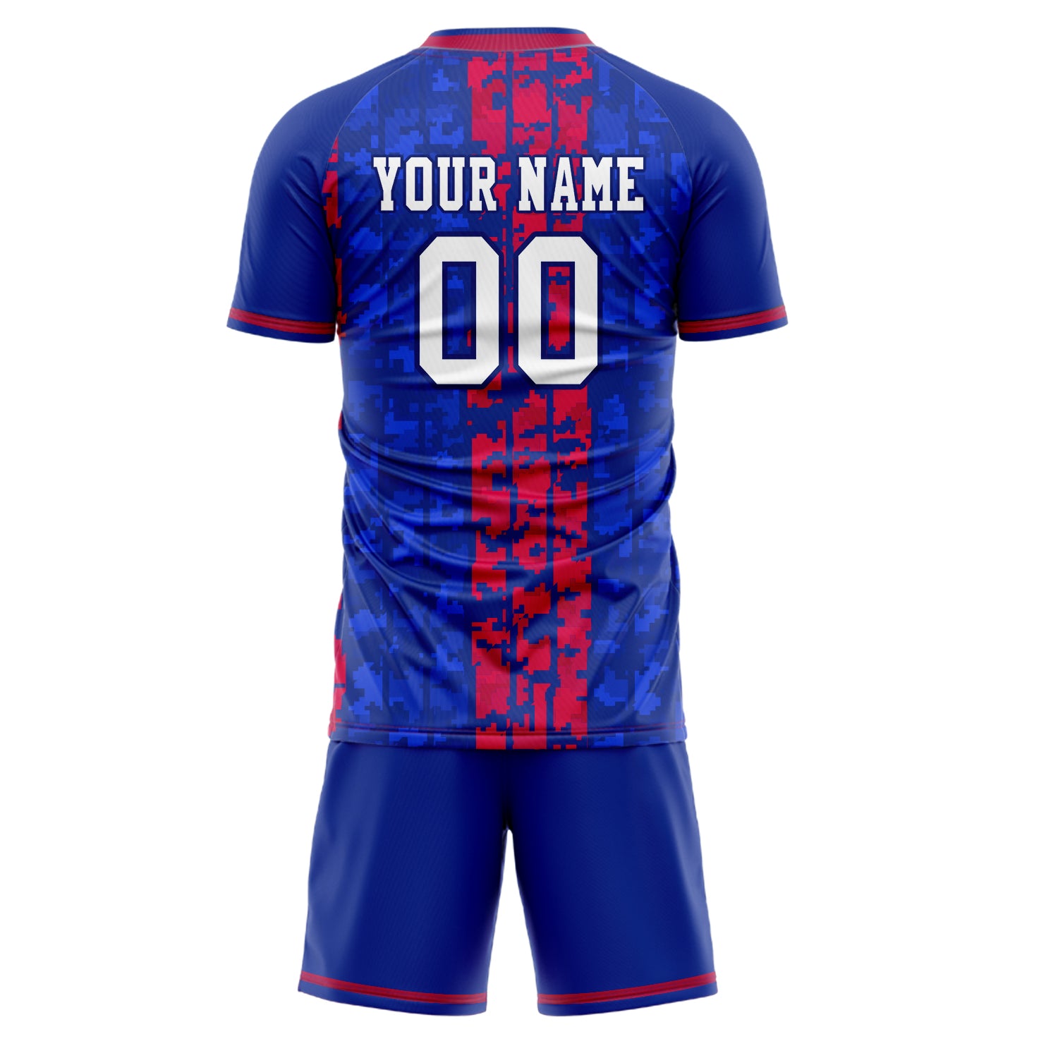 Custom Royal Red GeometricalPattern Soccer Jersey