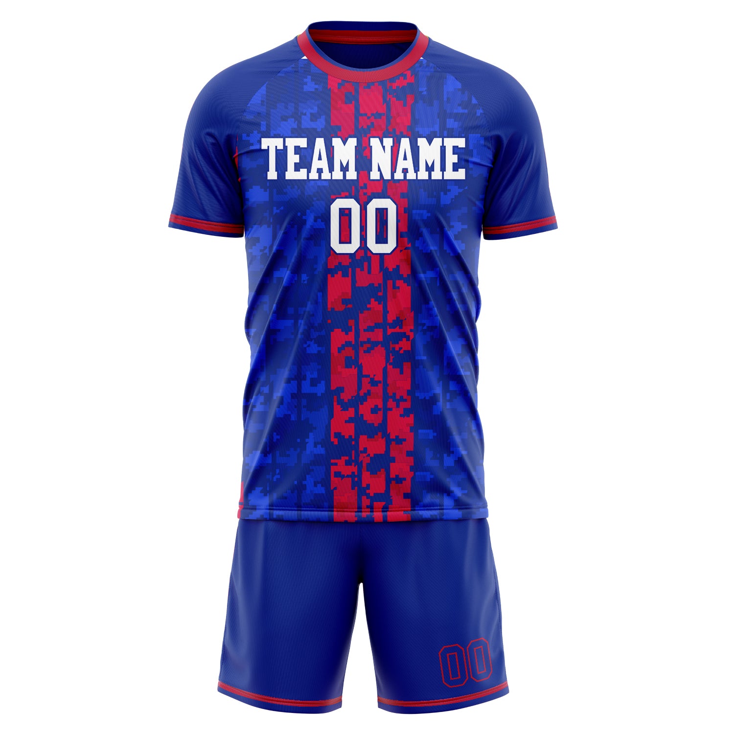 Custom Royal Red GeometricalPattern Soccer Jersey