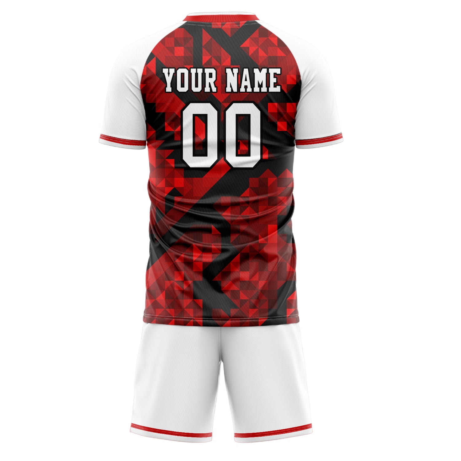 Custom Red White GeometricalPattern Soccer Jersey