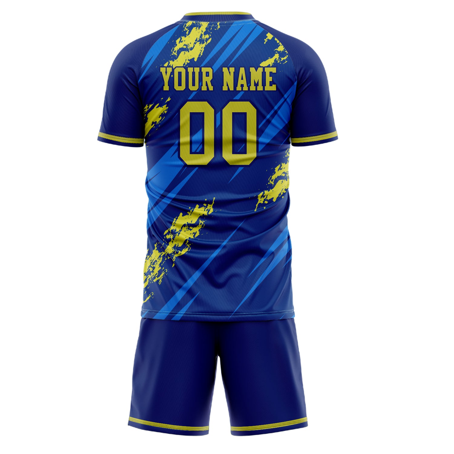 Custom Royal Yellow GeometricalPattern Soccer Jersey