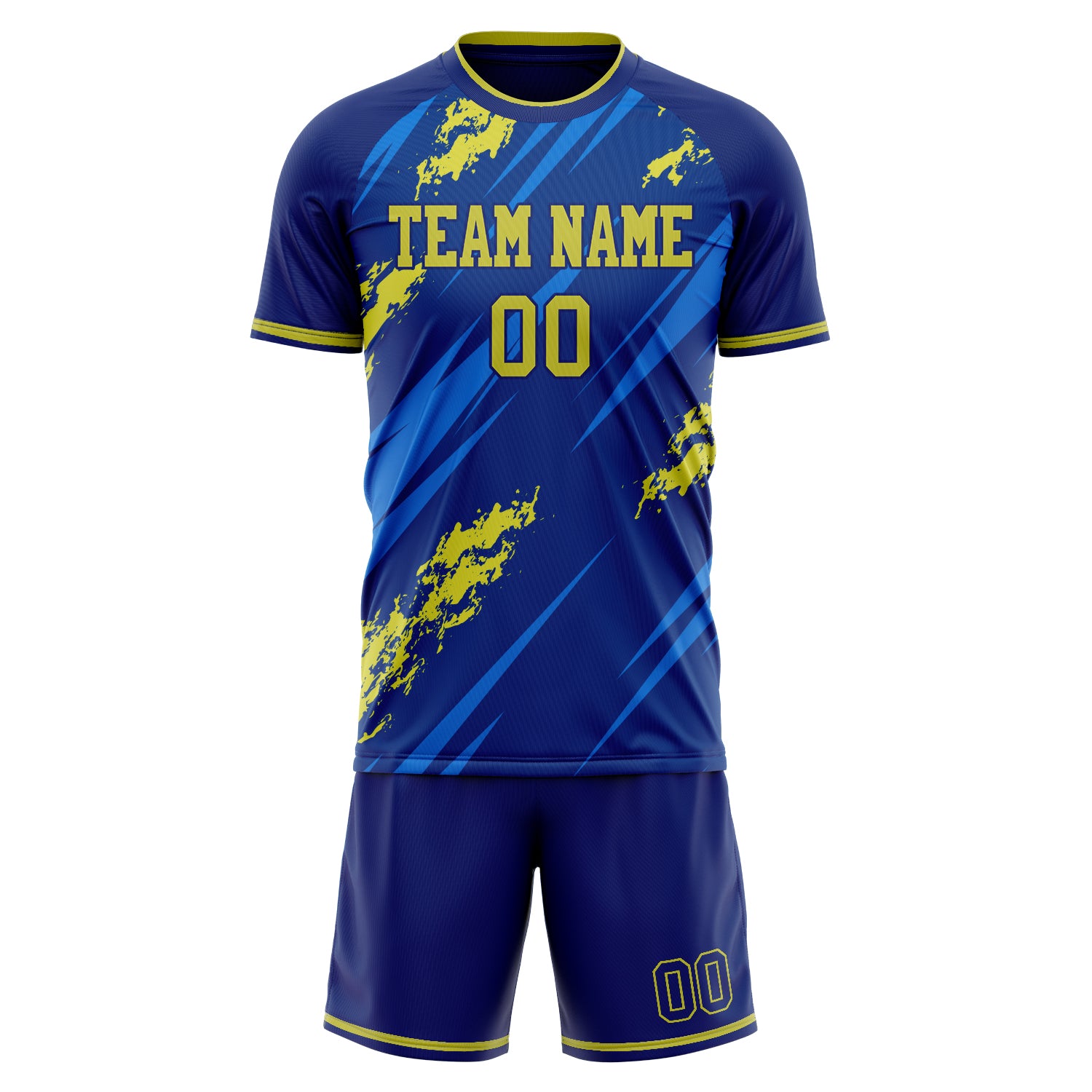 Custom Royal Yellow GeometricalPattern Soccer Jersey