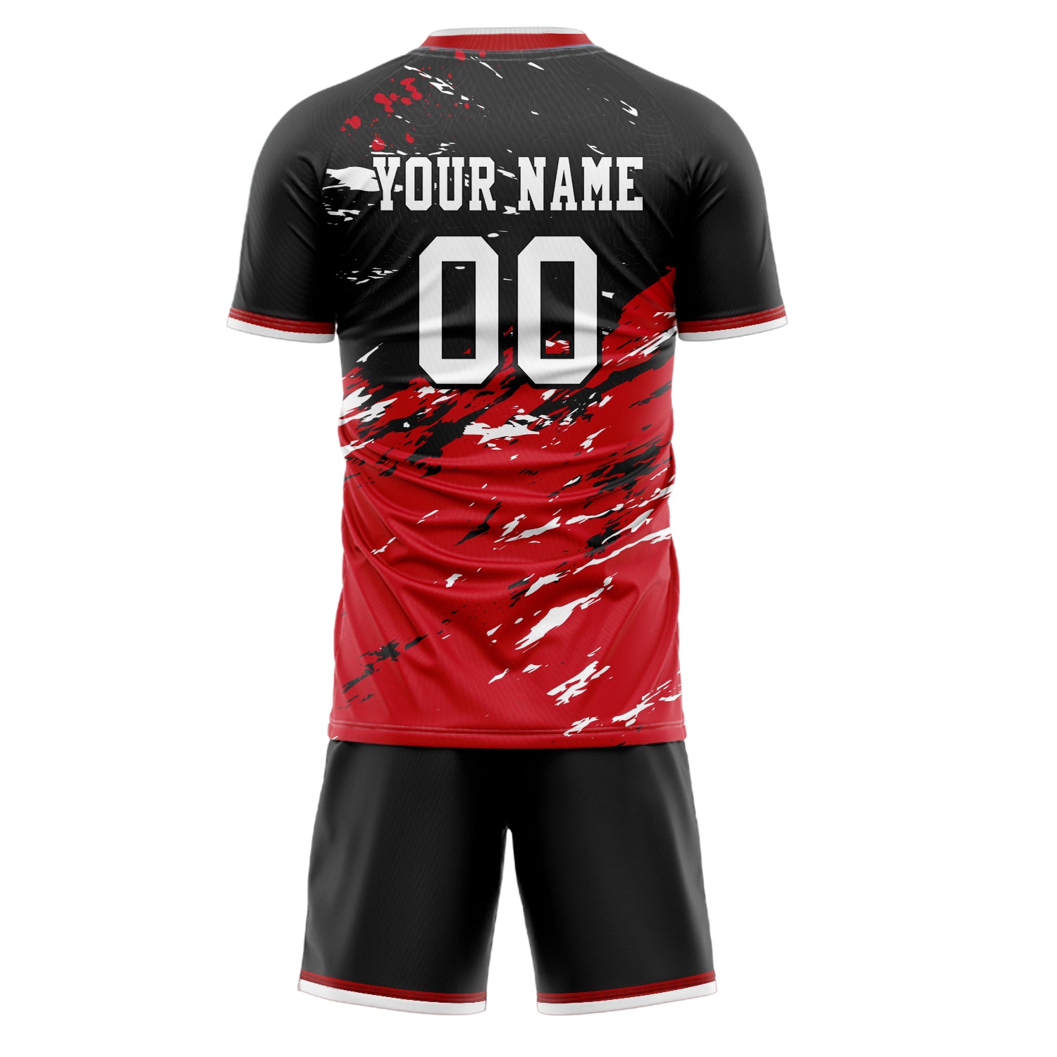 Custom Red Black GeometricalPattern Soccer Jersey