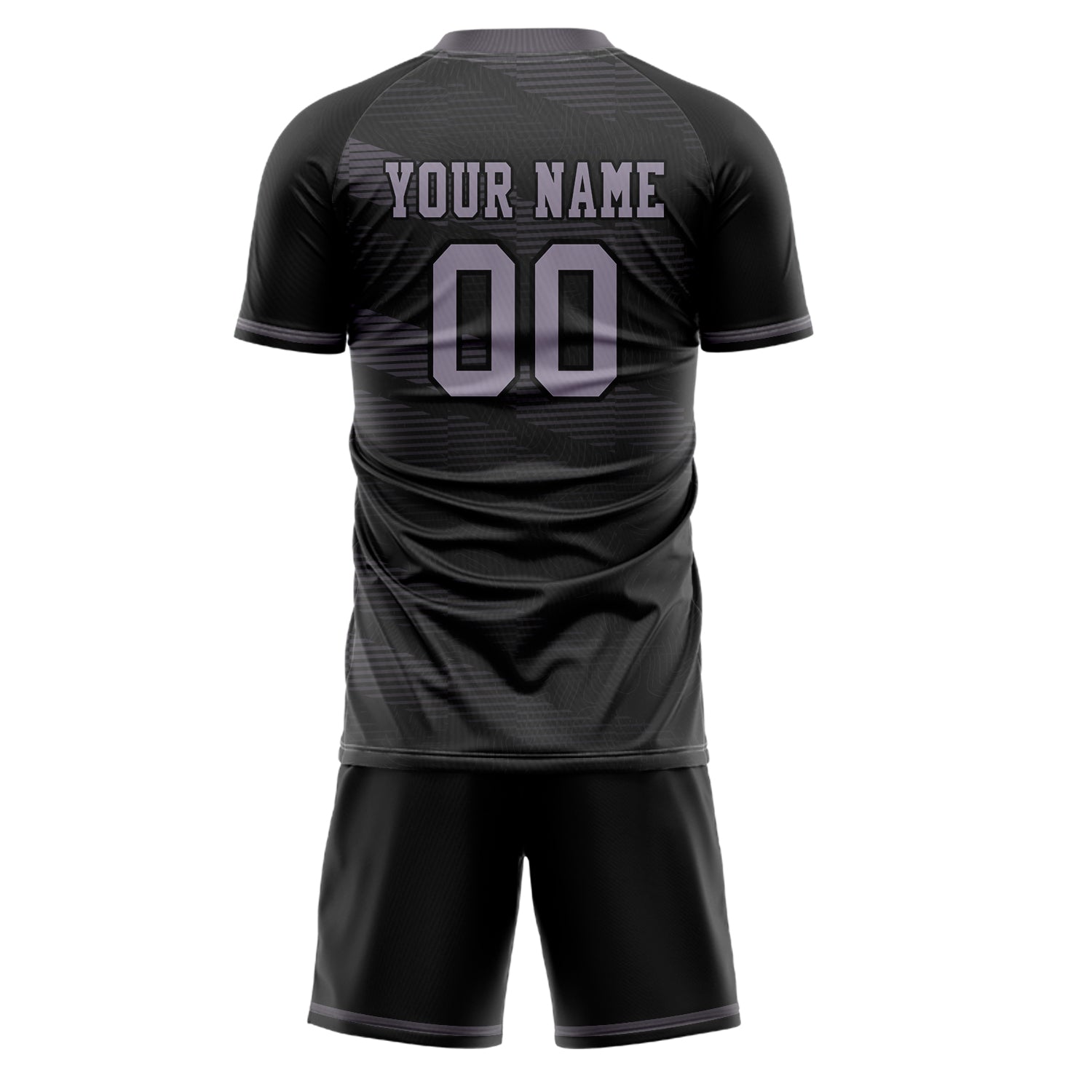Custom Black Purple GeometricalPattern Soccer Jersey