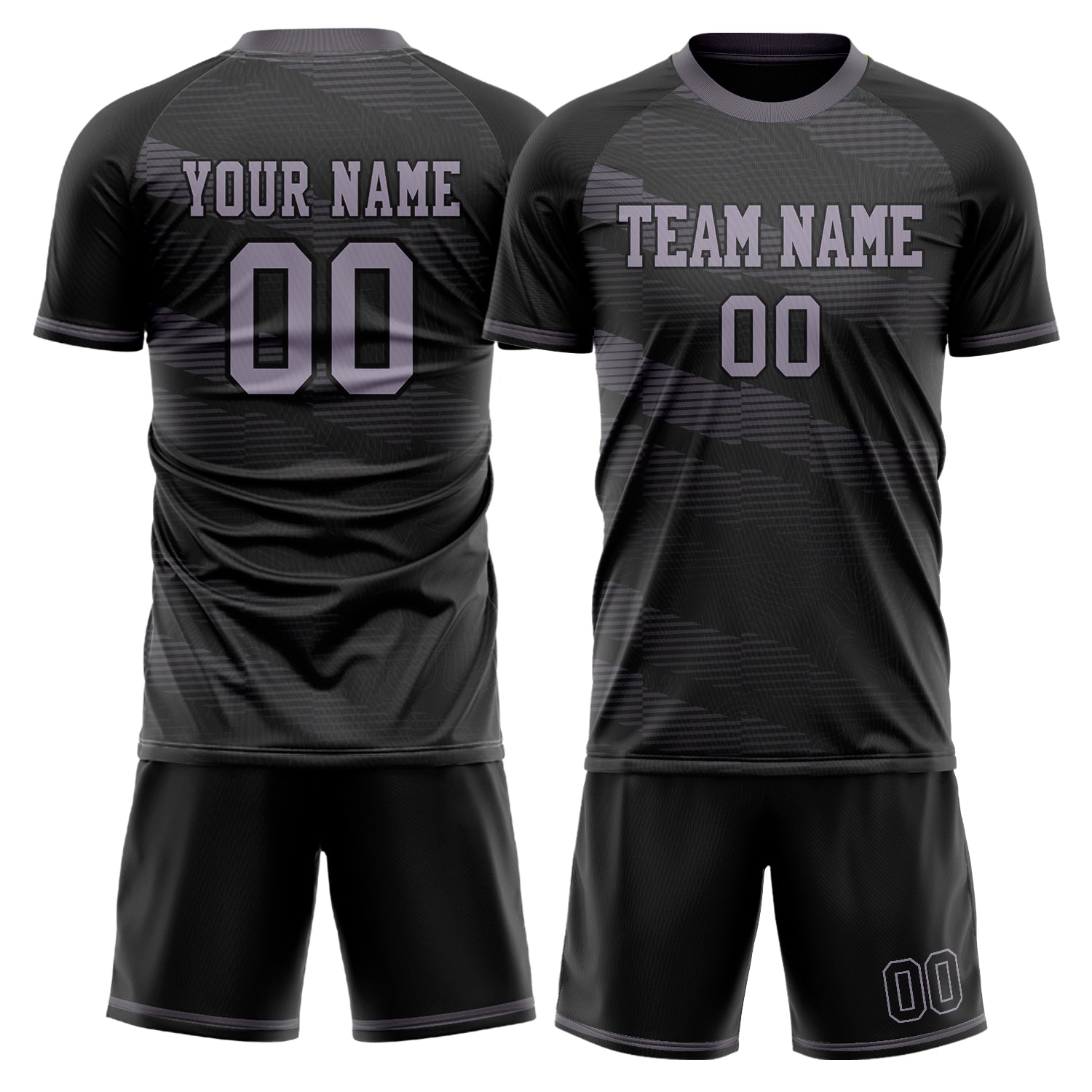 Custom Black Purple GeometricalPattern Soccer Jersey