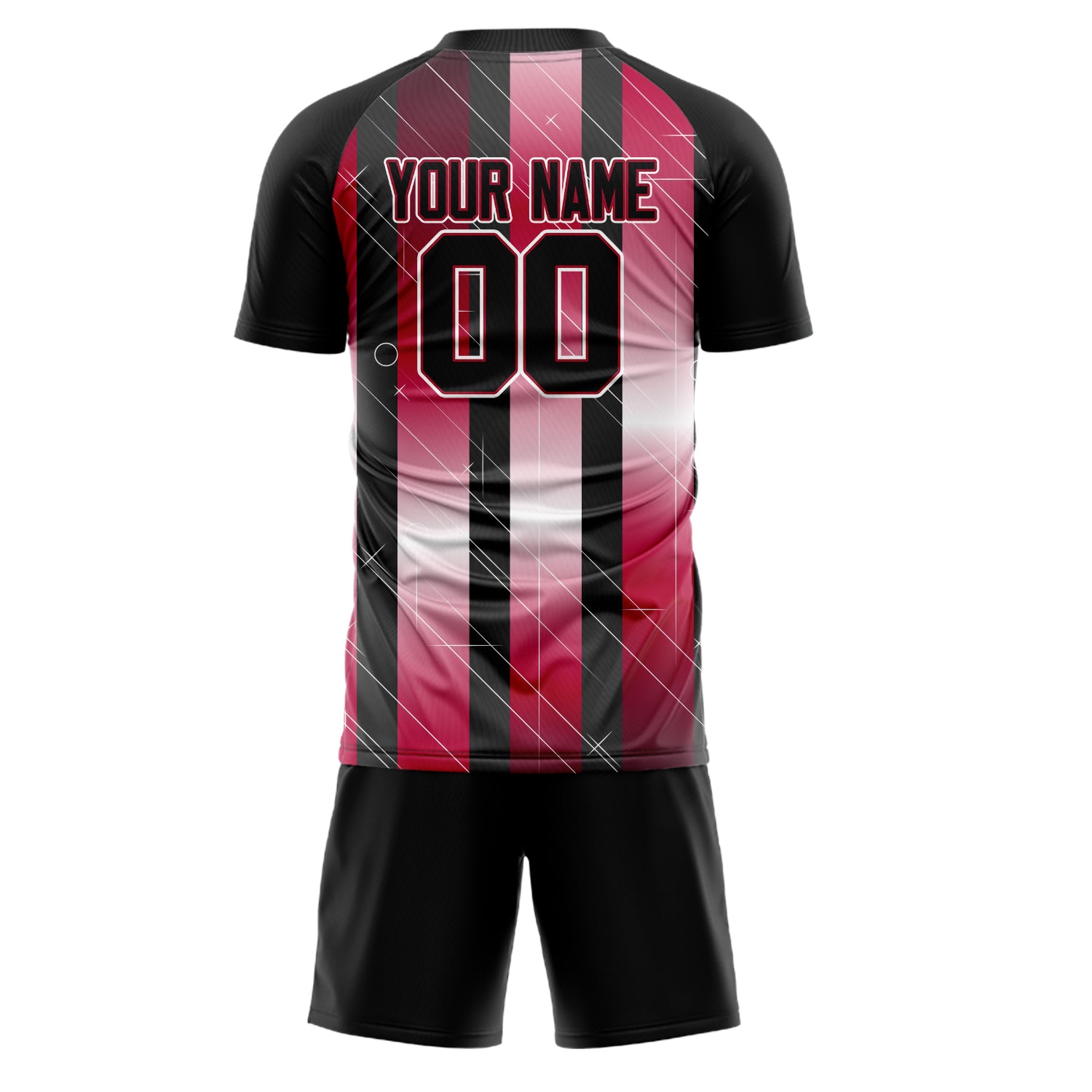 Custom Black Red GeometricalPattern Soccer Jersey
