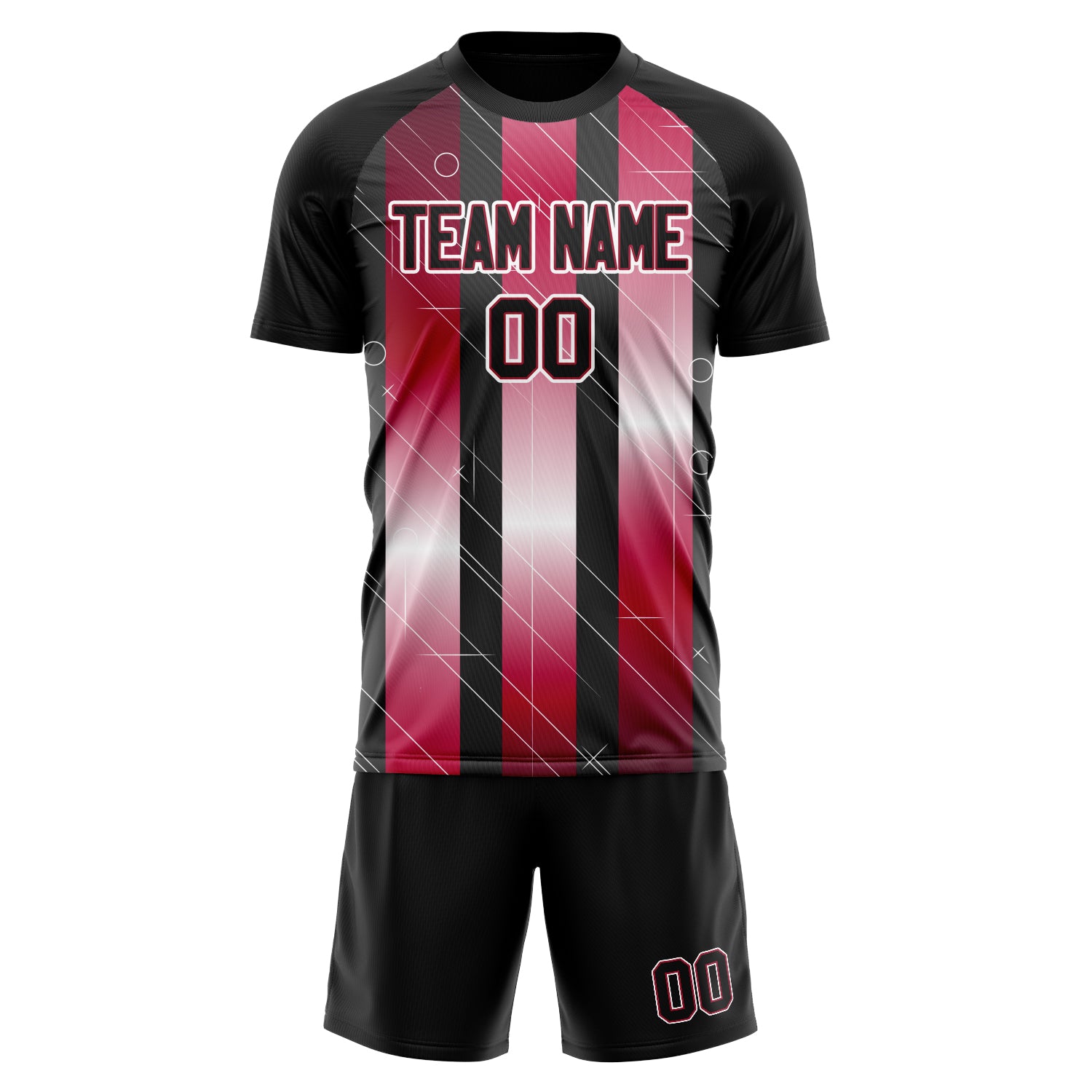 Custom Black Red GeometricalPattern Soccer Jersey