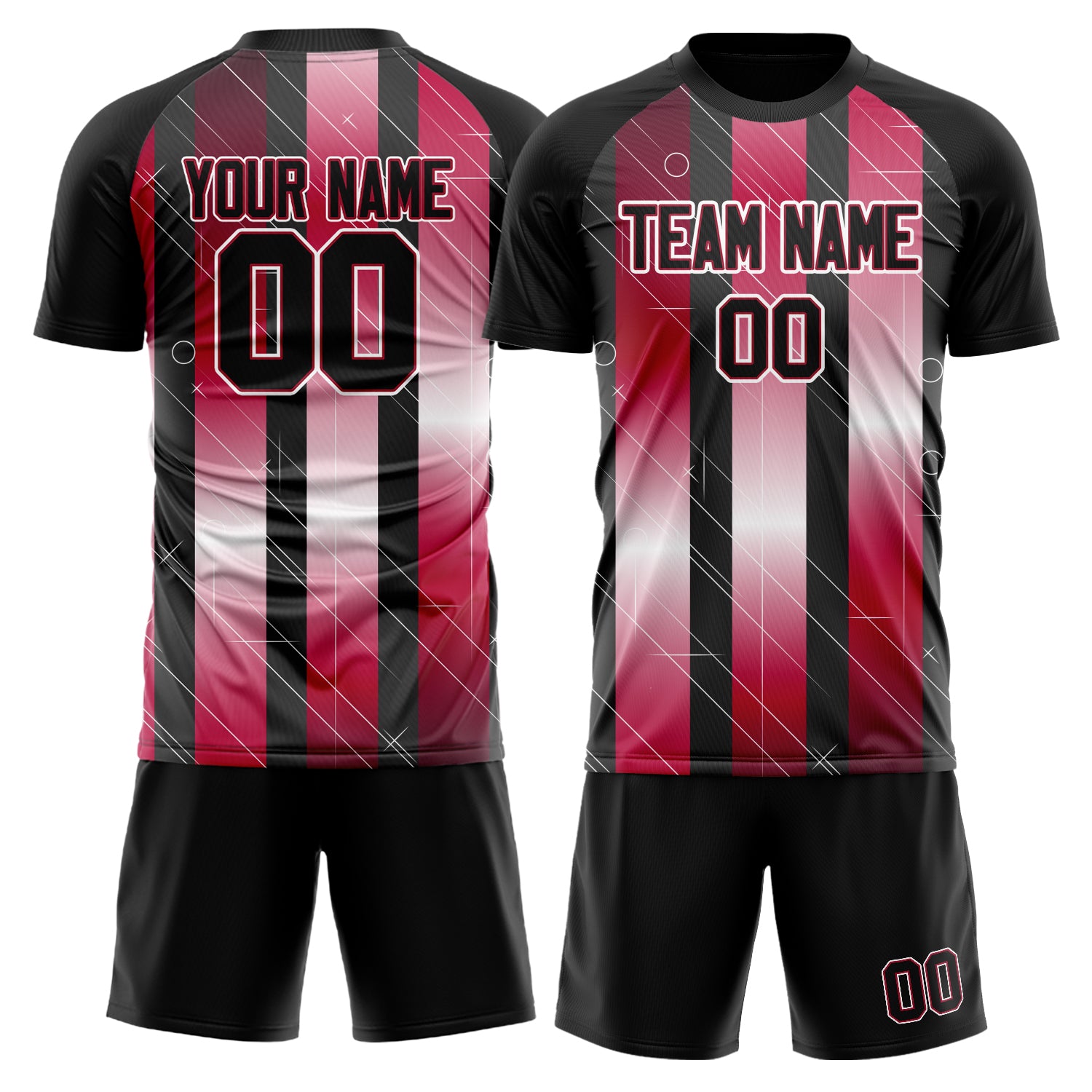 Custom Black Red GeometricalPattern Soccer Jersey