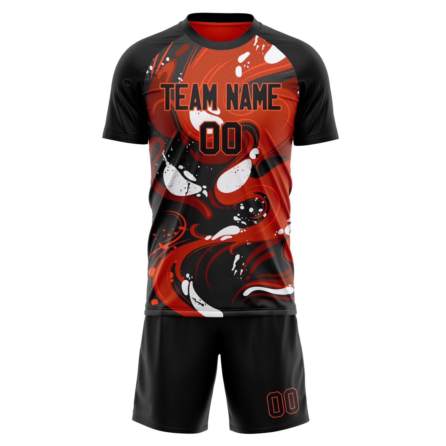 Custom Black Red GeometricalPattern Soccer Jersey