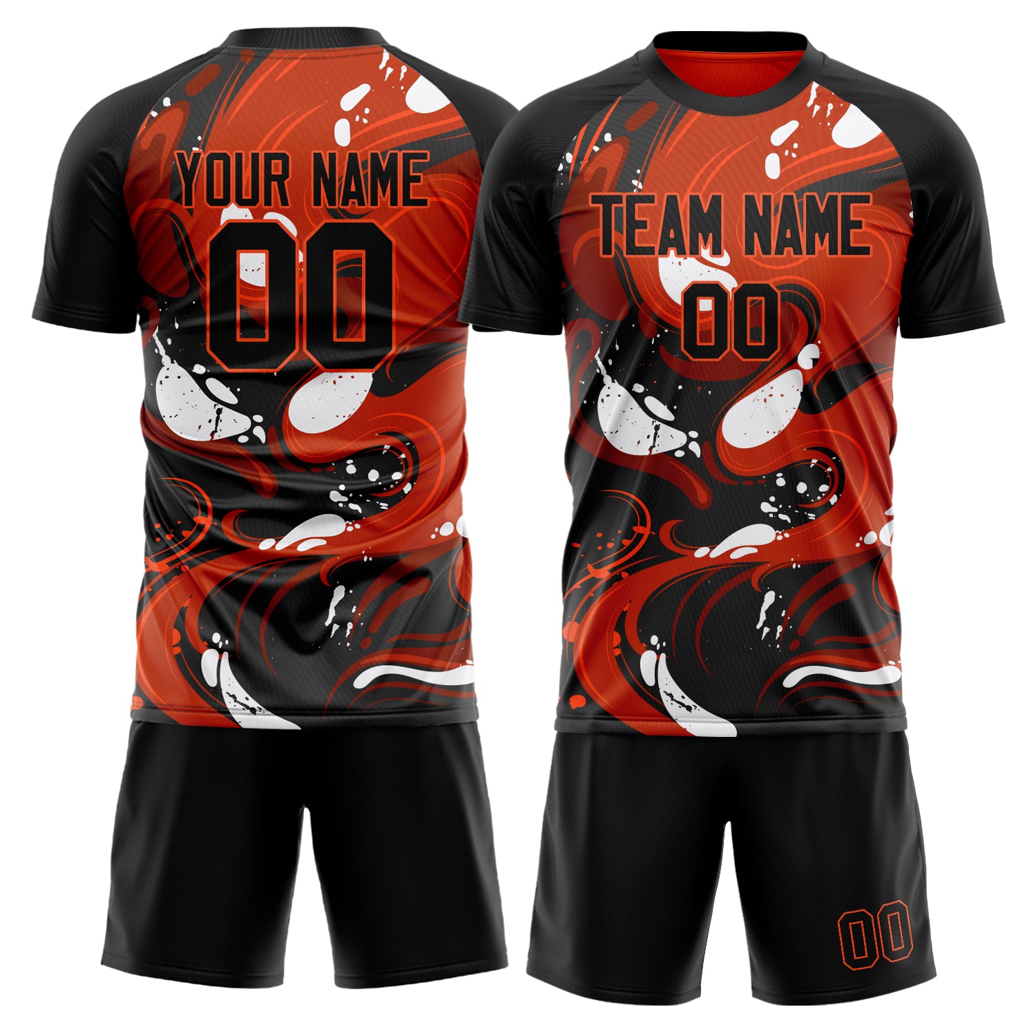 Custom Black Red GeometricalPattern Soccer Jersey