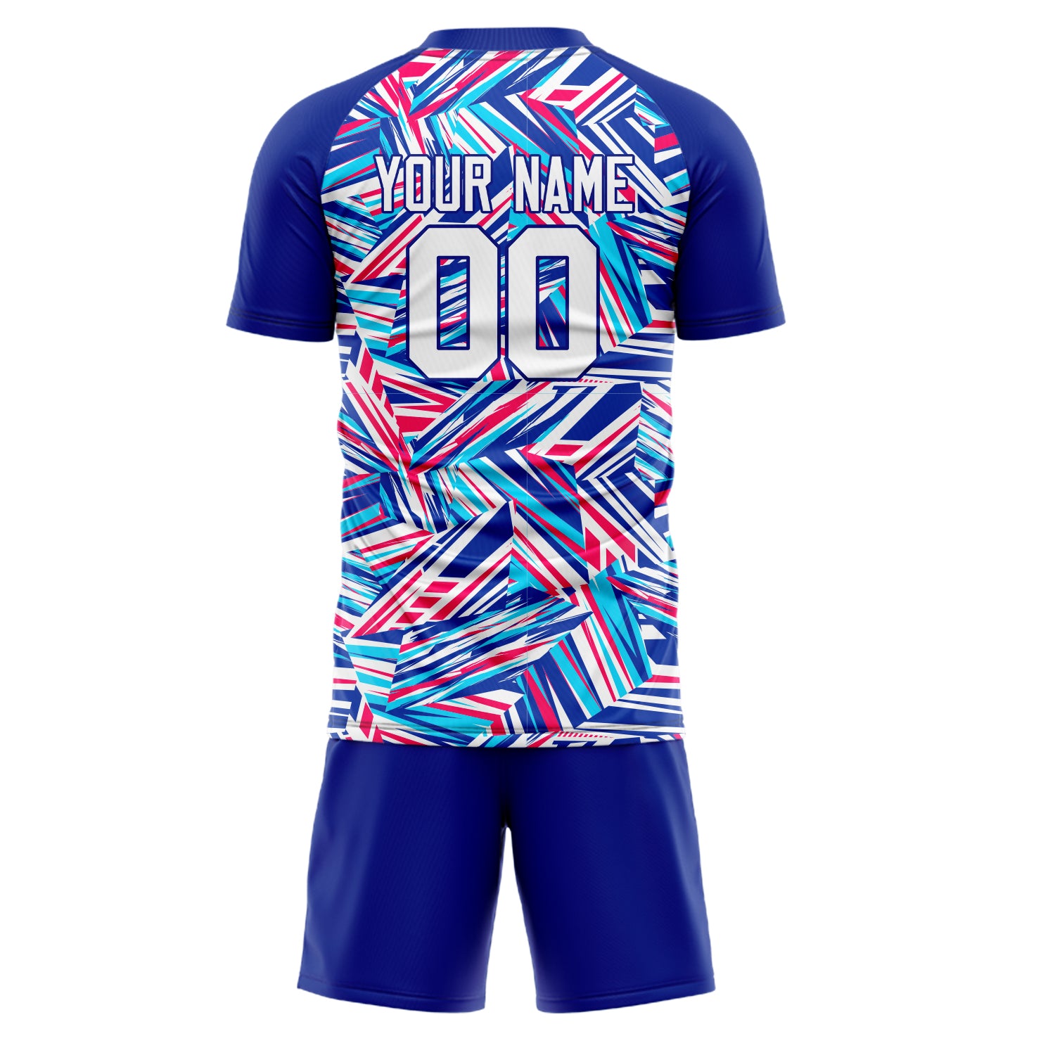 Custom Royal White GeometricalPattern Soccer Jersey