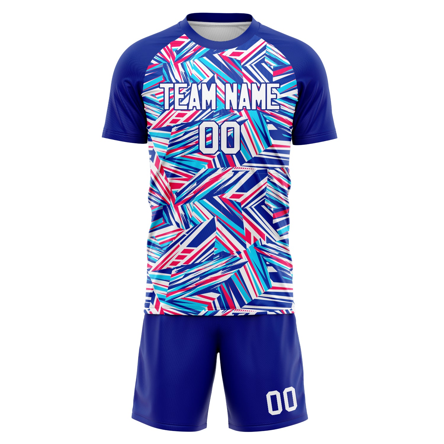 Custom Royal White GeometricalPattern Soccer Jersey