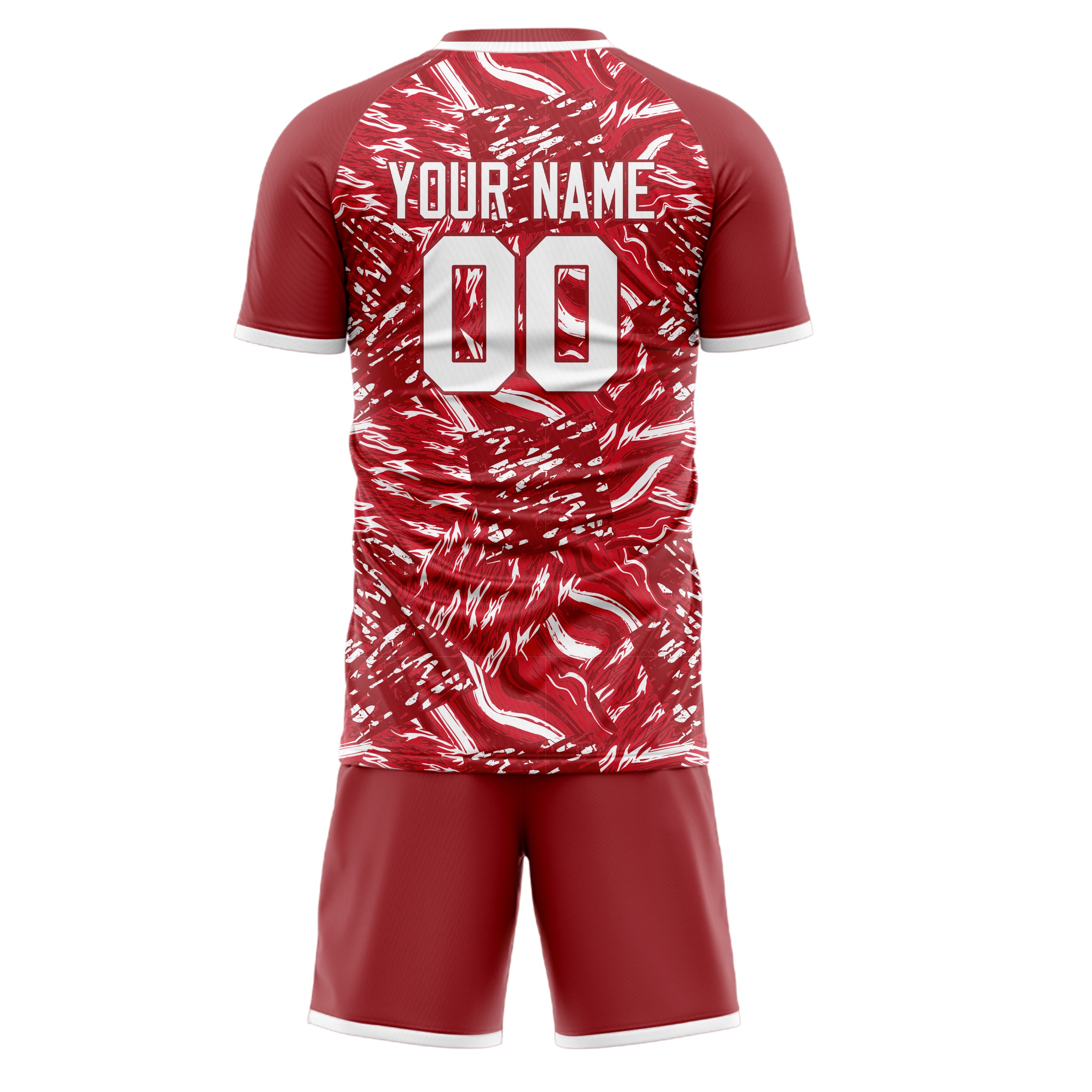 Custom Red White GeometricalPattern Soccer Jersey