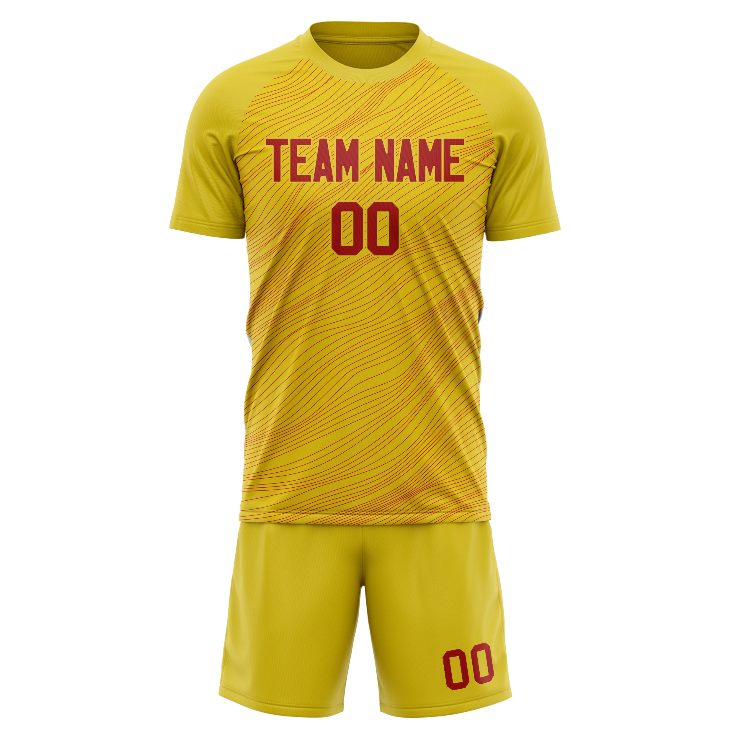 Custom Gold Red GeometricalPattern Soccer Jersey