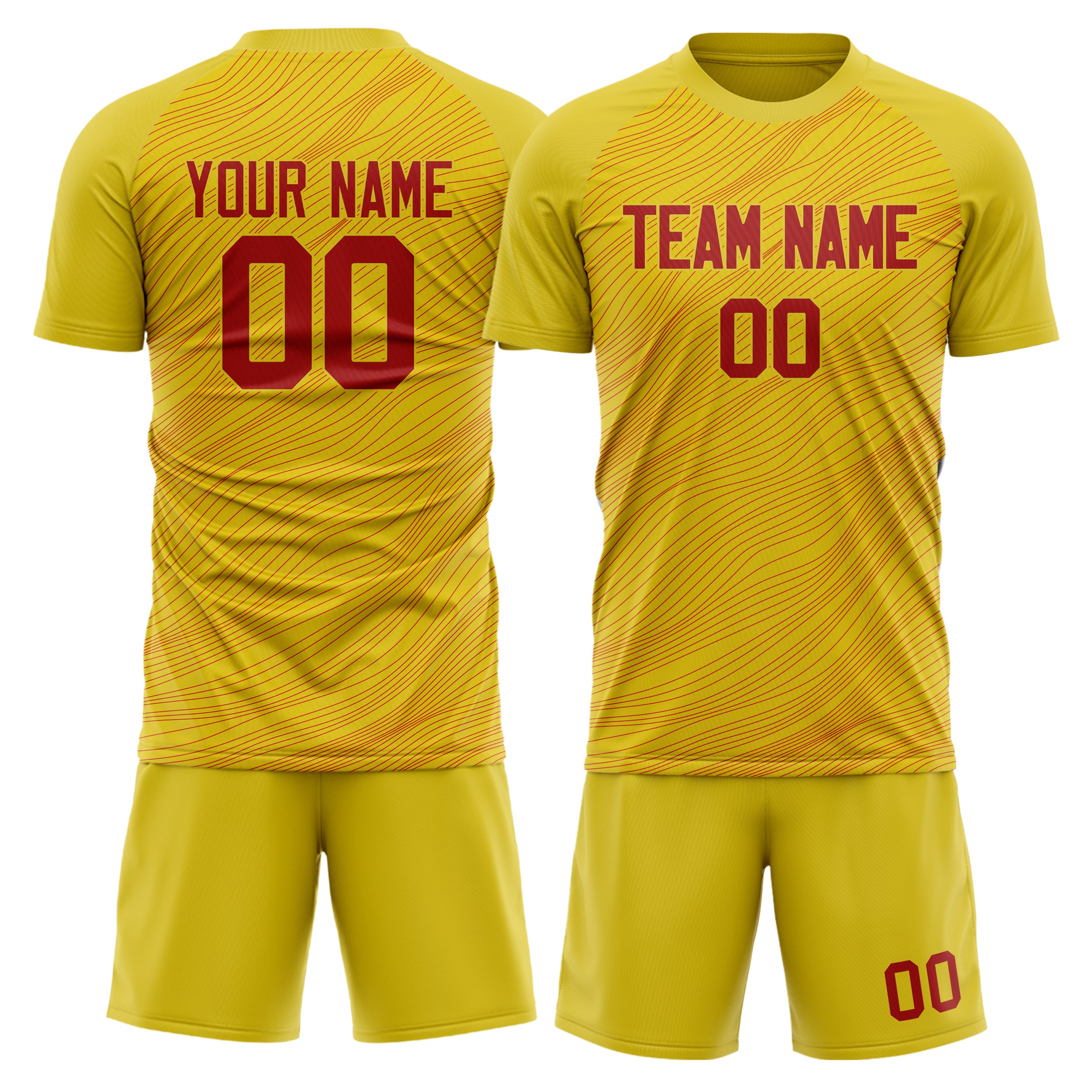 Custom Gold Red GeometricalPattern Soccer Jersey