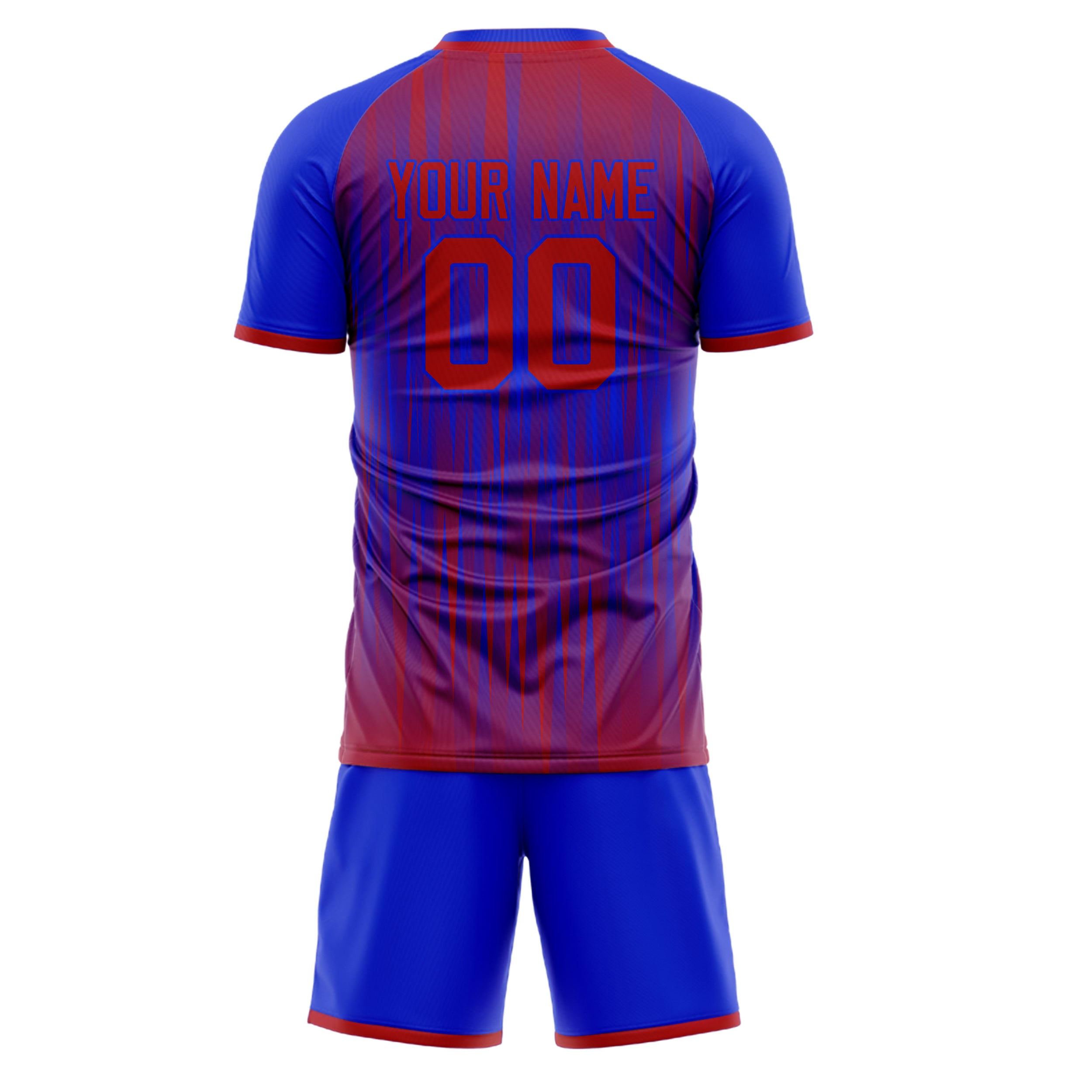 Custom Blue Red GeometricalPattern Soccer Jersey