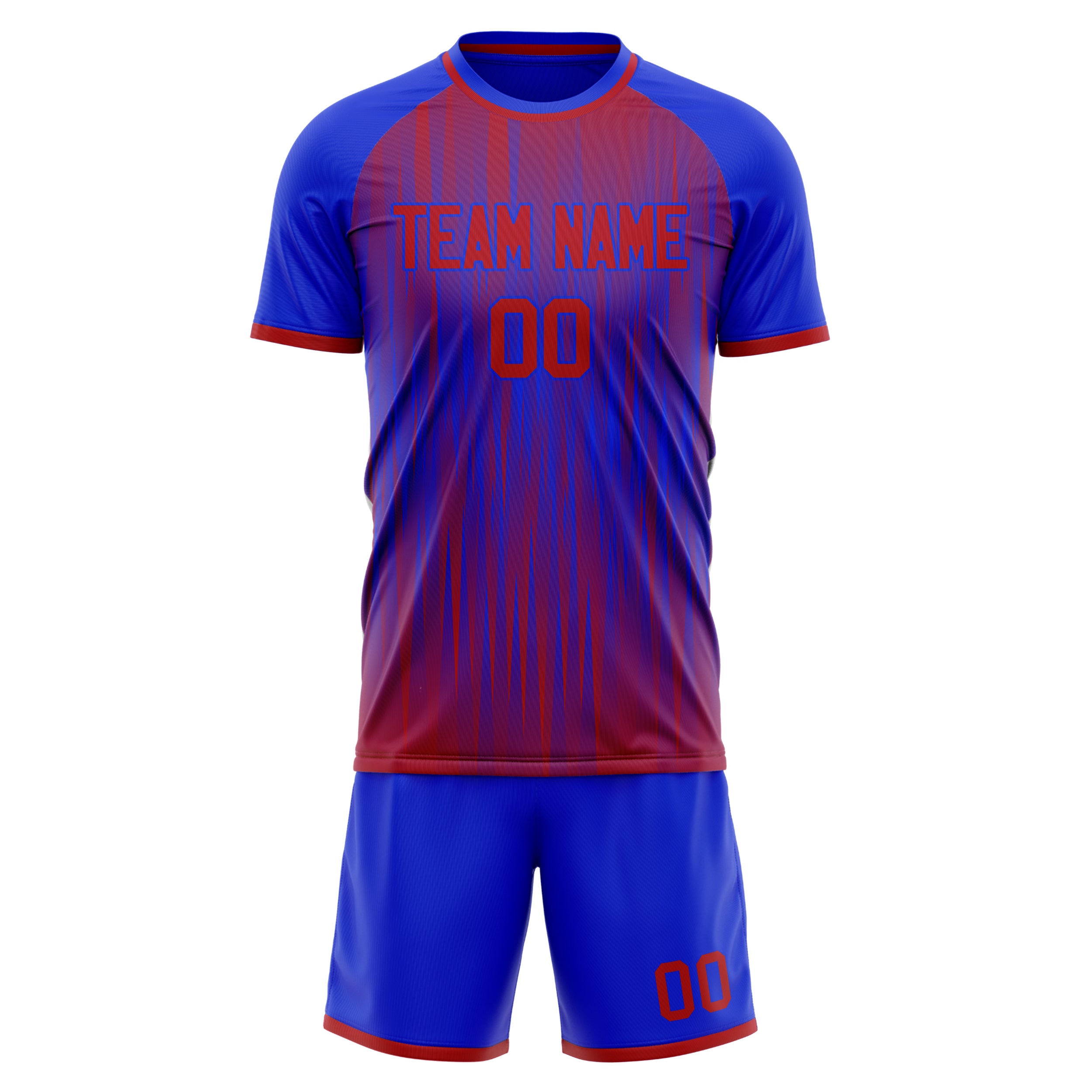 Custom Blue Red GeometricalPattern Soccer Jersey
