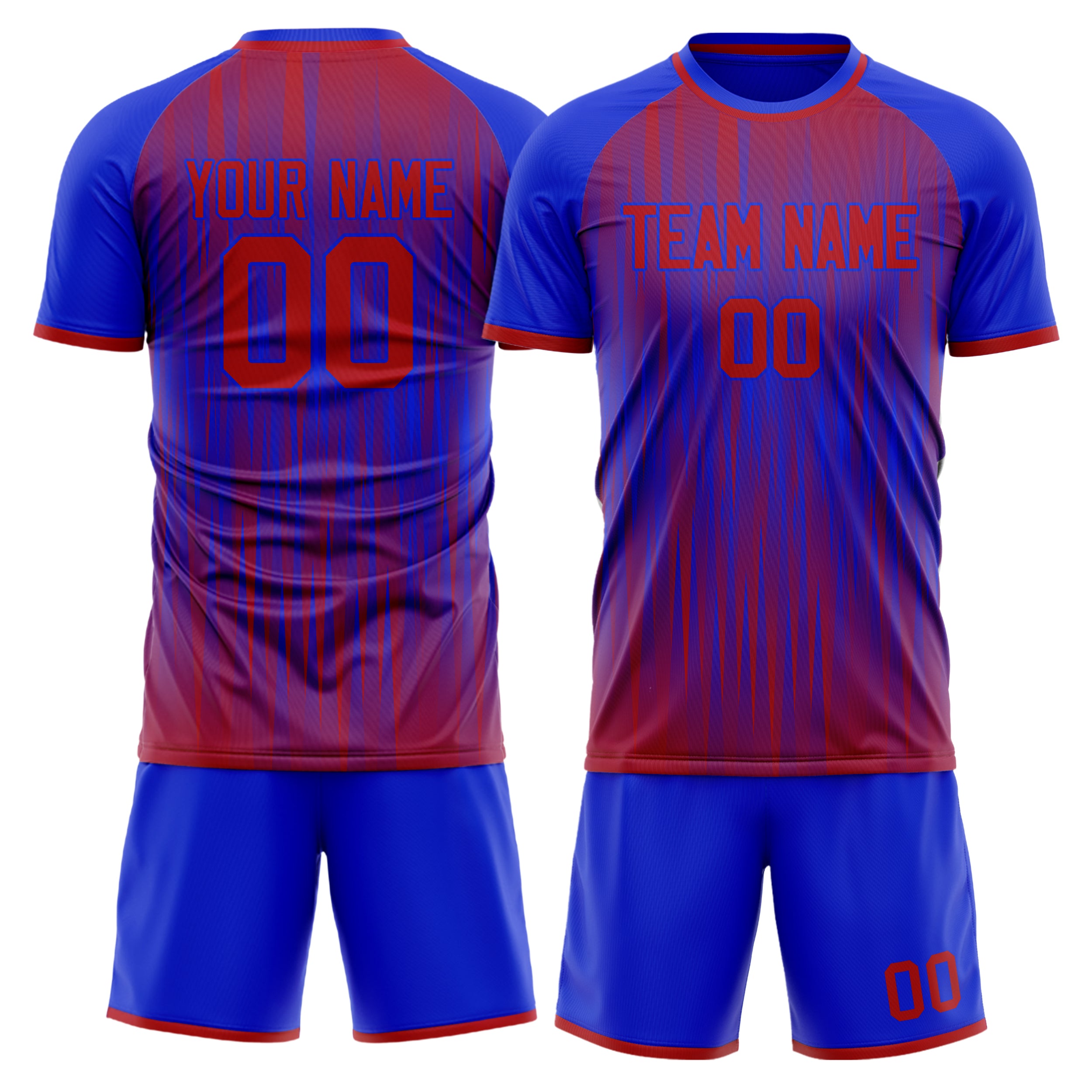 Custom Blue Red GeometricalPattern Soccer Jersey