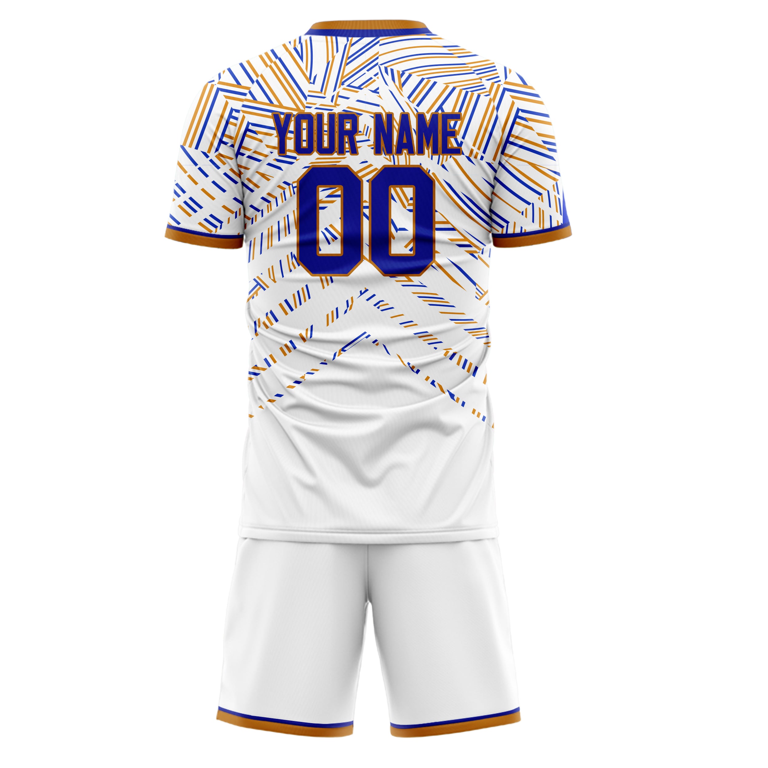 Custom White Royal GeometricalPattern Soccer Jersey