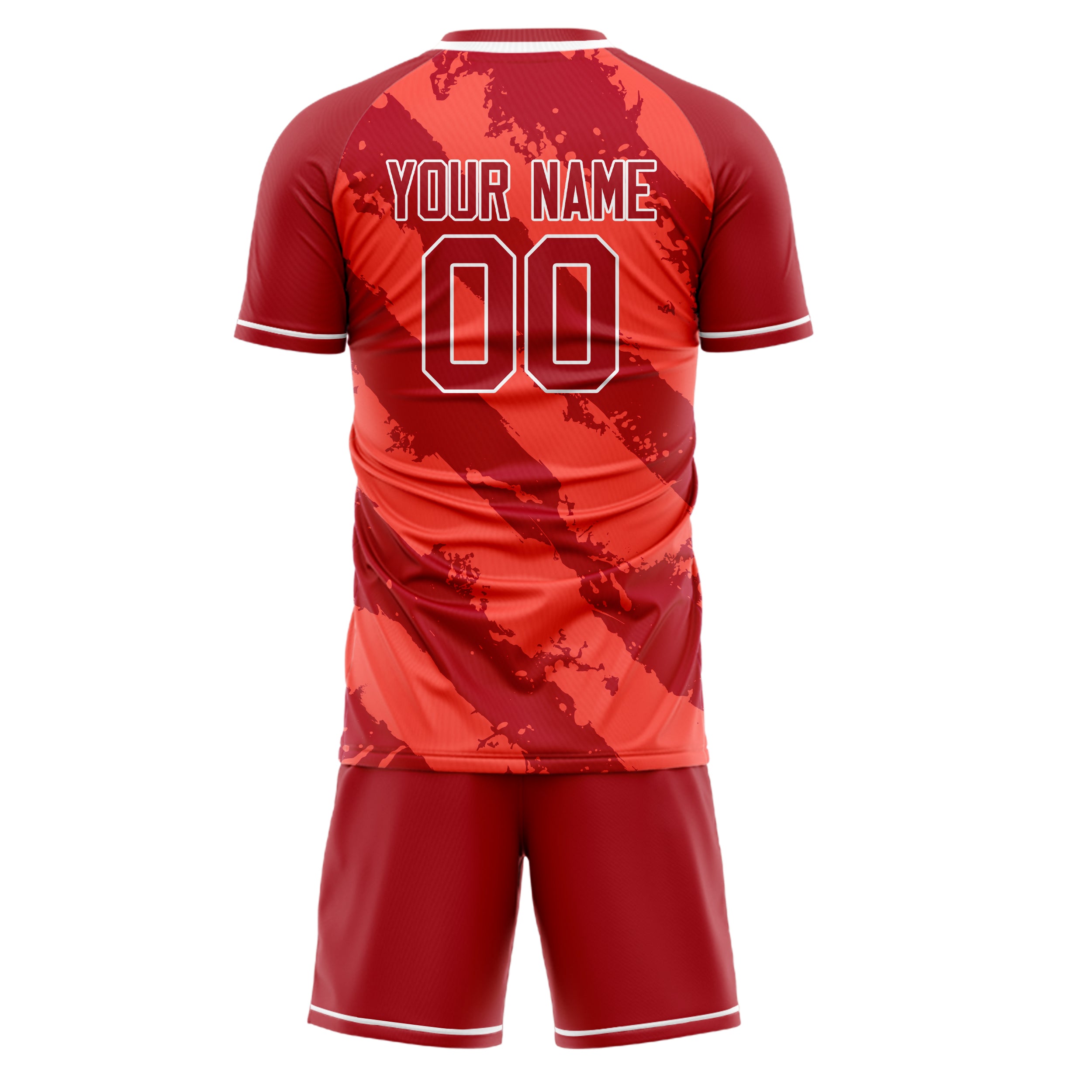 Custom Red White GeometricalPattern Soccer Jersey